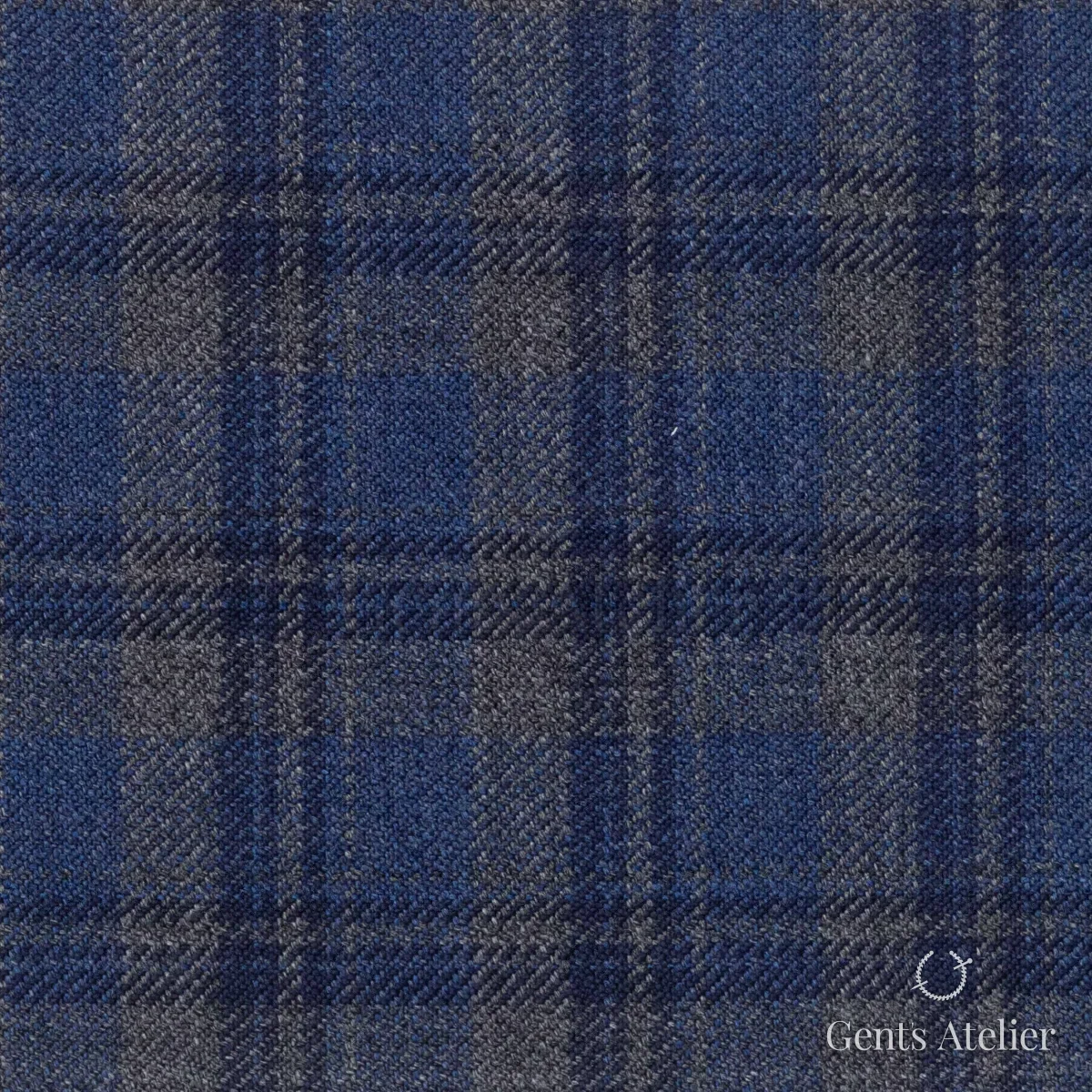 Костюмная ткань Marzoni 600 - 382 / 900 — Синий / Серый, в клетку, 100% шерсть