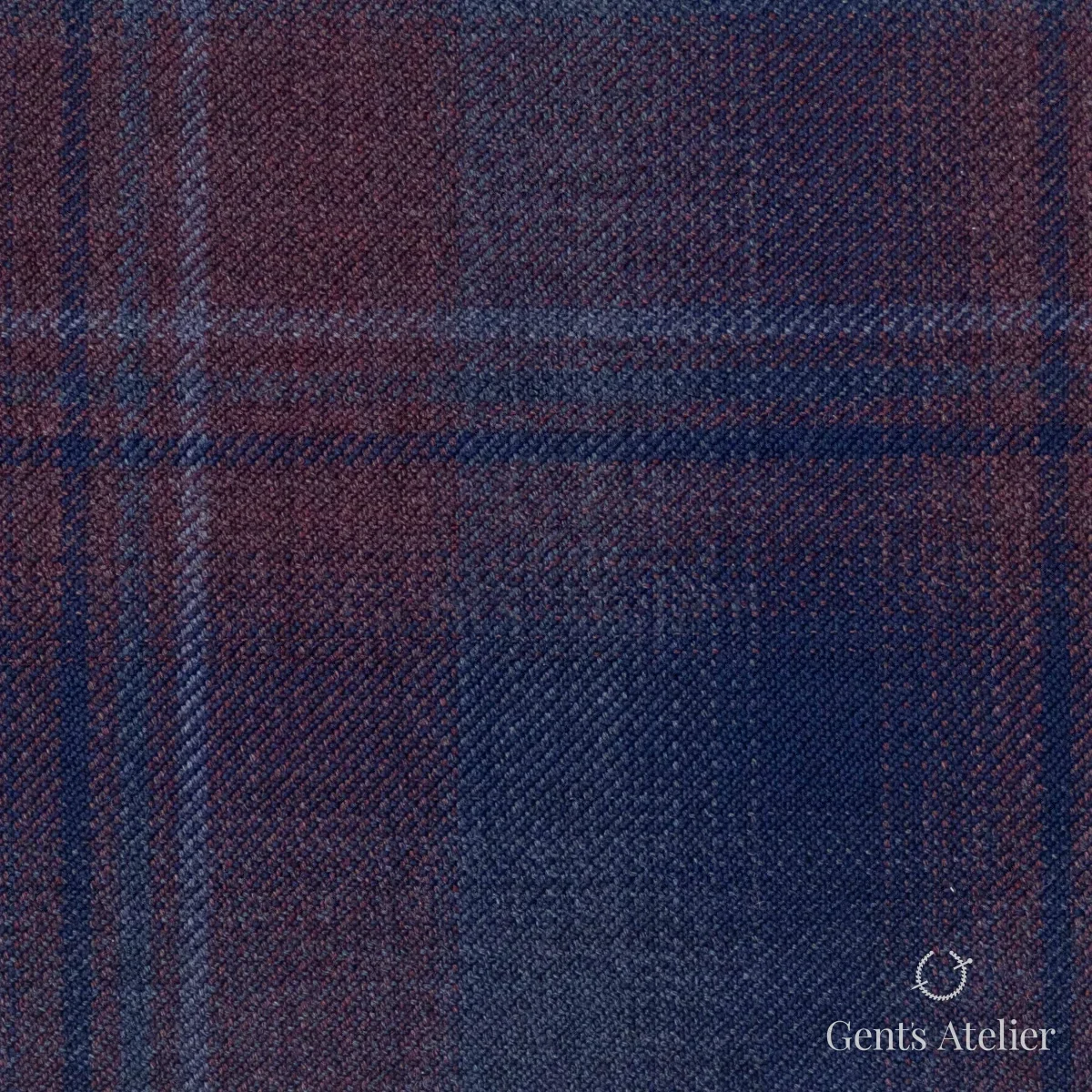 Костюмная ткань Marzoni 600 - 458 / 900 — Тёмно-синий / Бордовый, в клетку, 100% шерсть