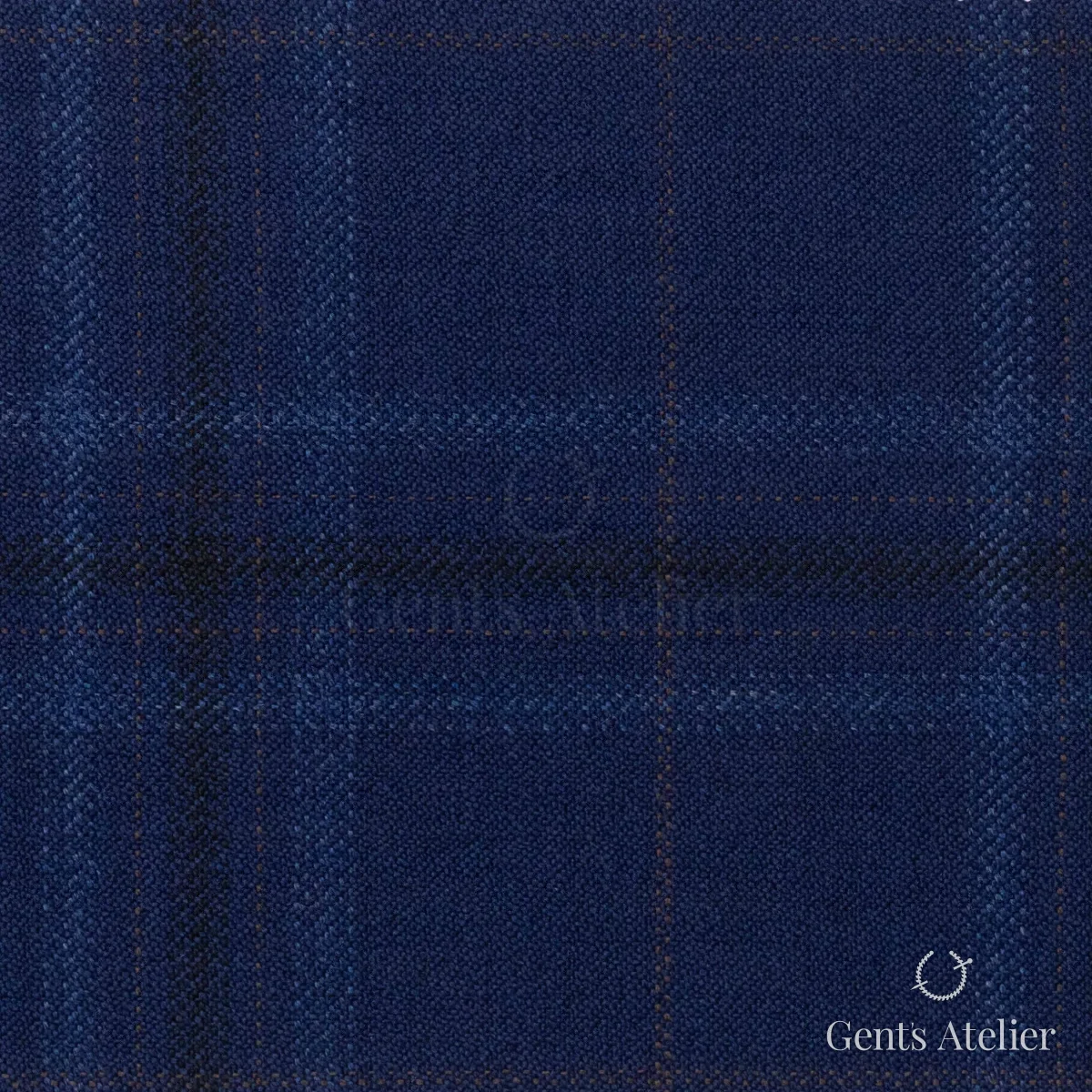 Костюмная ткань Marzoni 600 - 465 / 1000 — Тёмно-синий / Коричневый, виндоупейн, 100% шерсть
