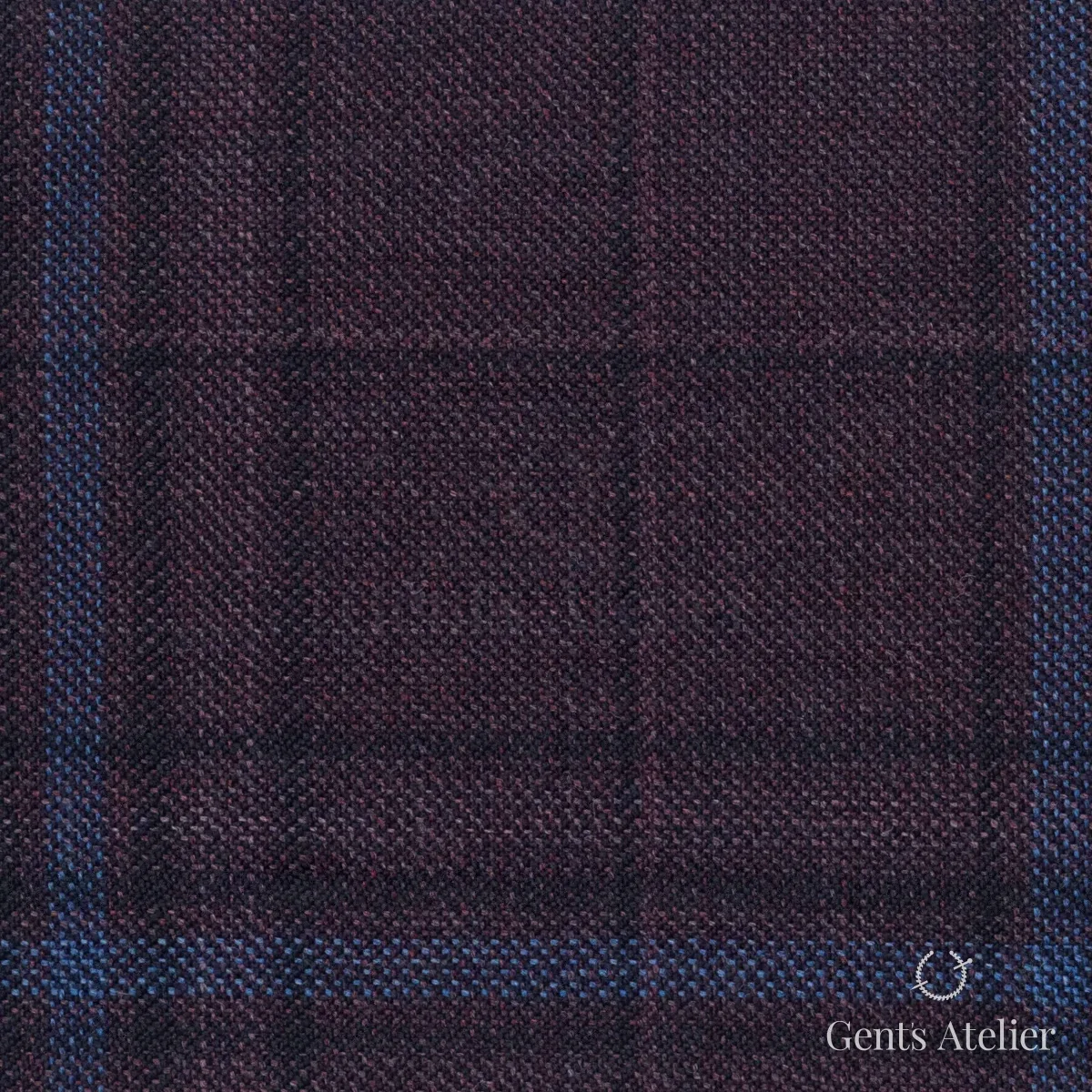 Костюмная ткань Marzoni 600 - 474 / 1000 — Бордовый / Голубой, виндоупейн, 100% шерсть