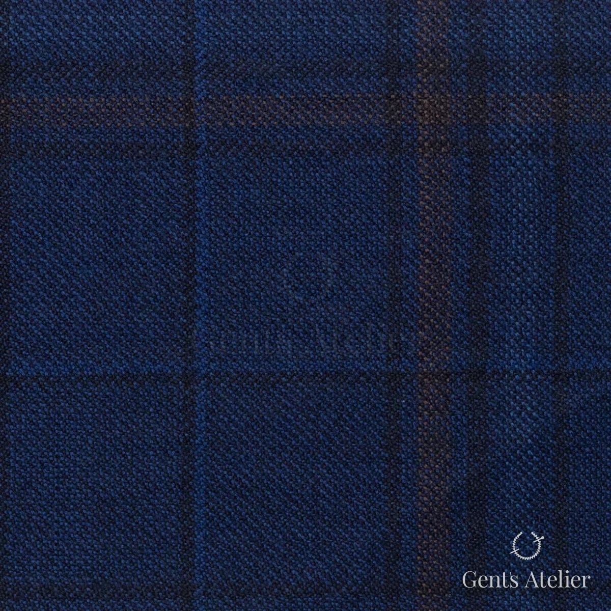 Костюмная ткань Marzoni 600 - 475 / 1000 — Тёмно-синий / Коричневый, в клетку, 100% шерсть