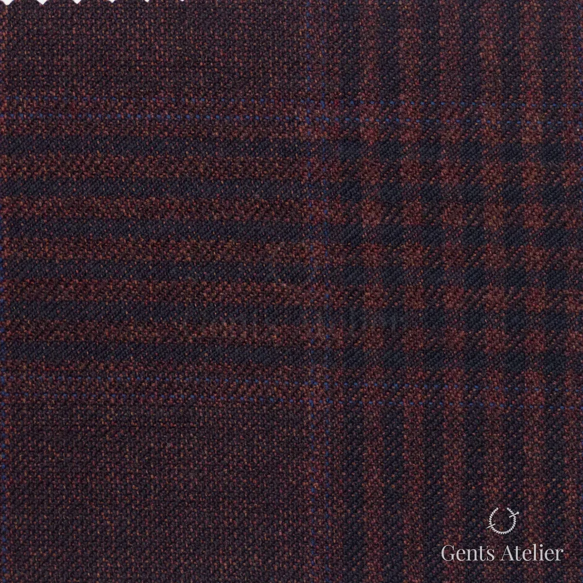 Костюмная ткань Marzoni 600 - 480 / 1000 — Бордовый / Тёмно-синий, виндоупейн, 100% шерсть