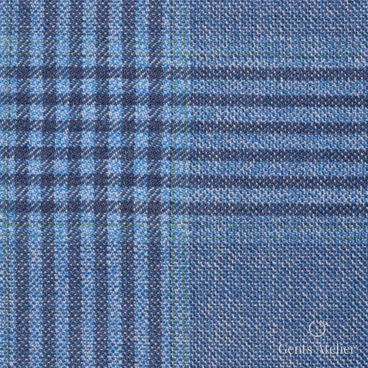 Костюмная ткань Marzoni 600 - 483 / 1000 — Голубой / Зелёный, виндоупейн, 100% шерсть