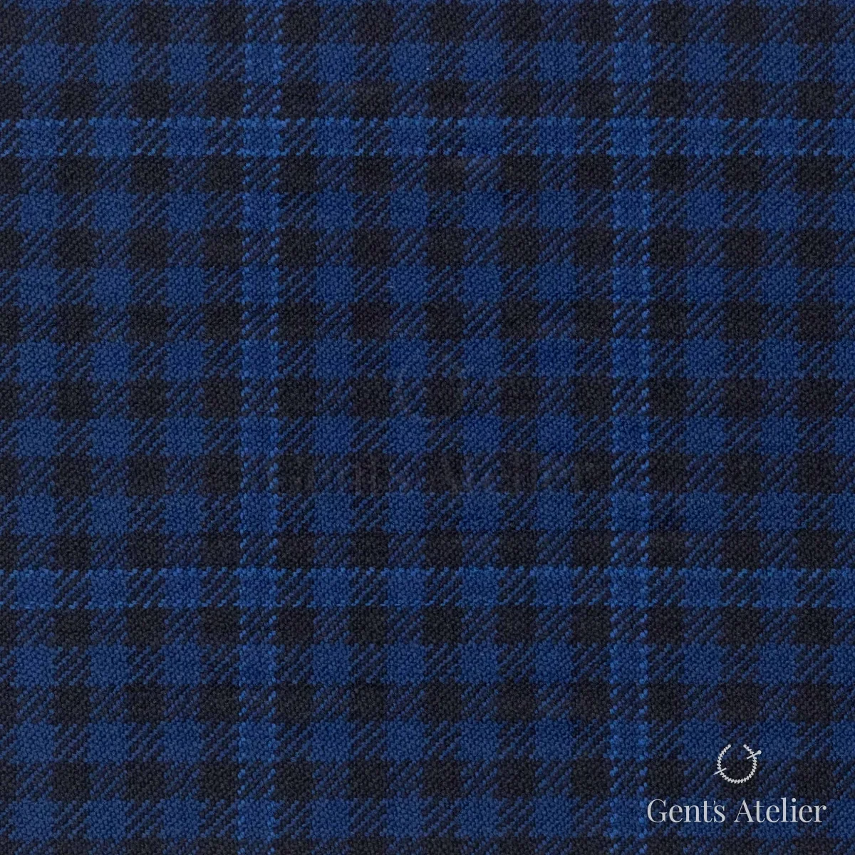 Костюмная ткань Marzoni 606 - 264 / 900 — Тёмно-синий / Чёрный, в клетку, 100% шерсть