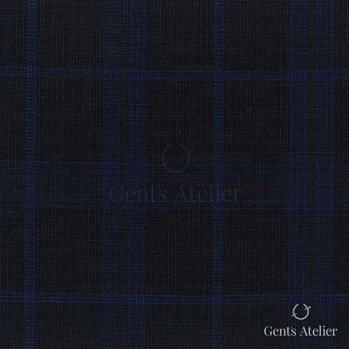 Костюмная ткань Marzoni 606 - 269 / 900 — Полуночно-синий / Чёрный, в клетку, 100% шерсть