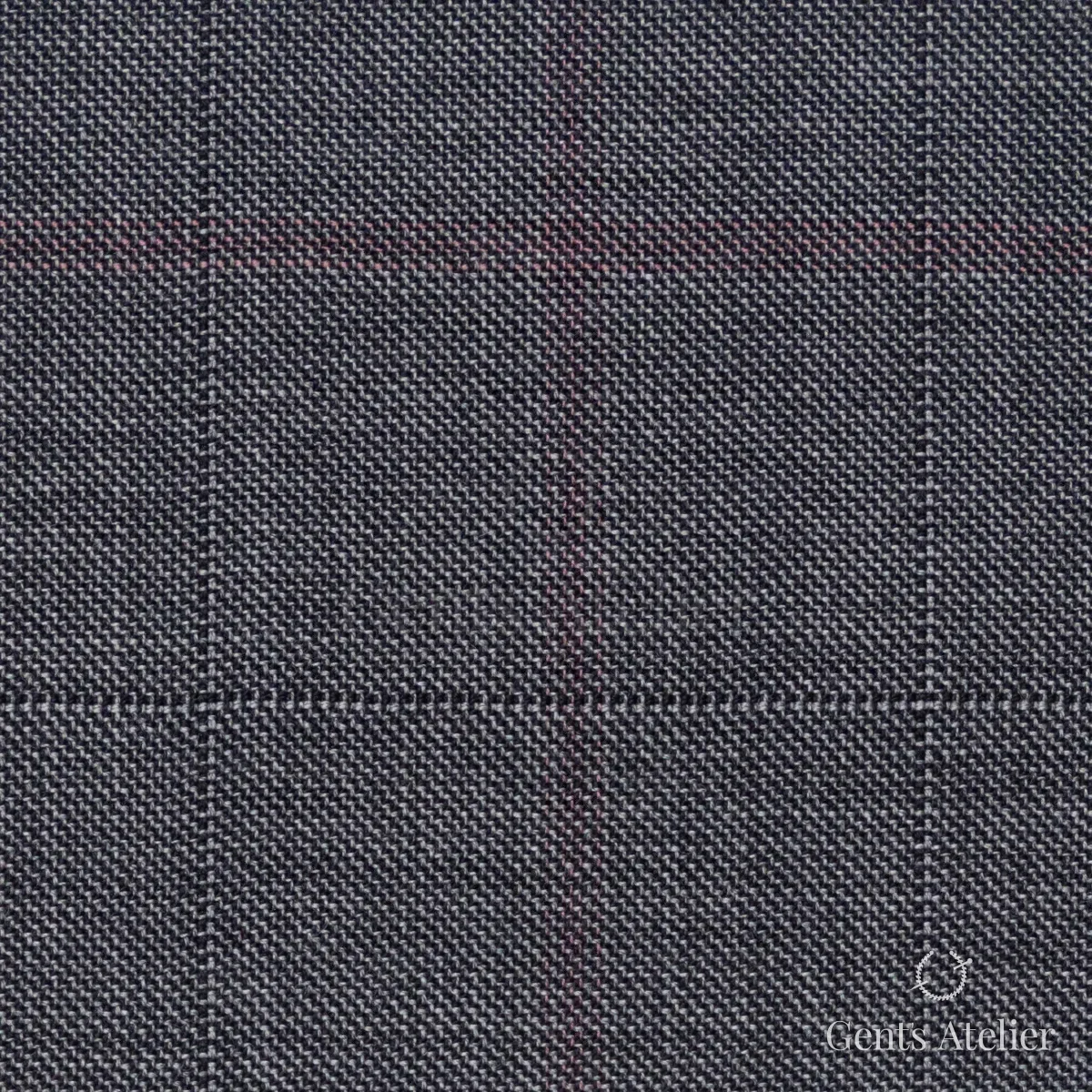 Костюмная ткань Marzoni 609 - 476 / 900 — Серый / Красный, виндоупейн, 100% шерсть