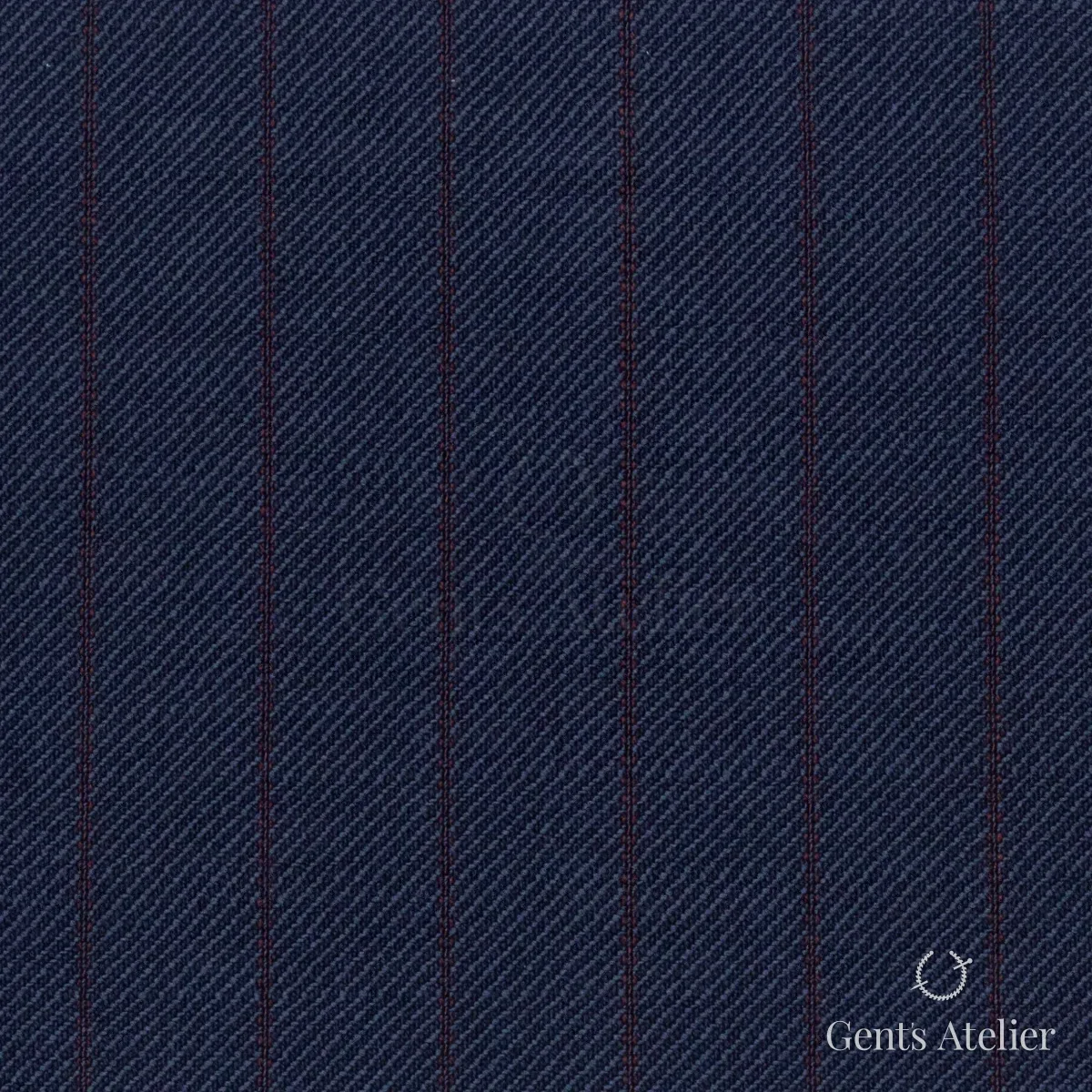 Костюмная ткань Marzoni 609 - 851 / 1000 — Тёмно-синий / Красный, в полоску, 100% шерсть