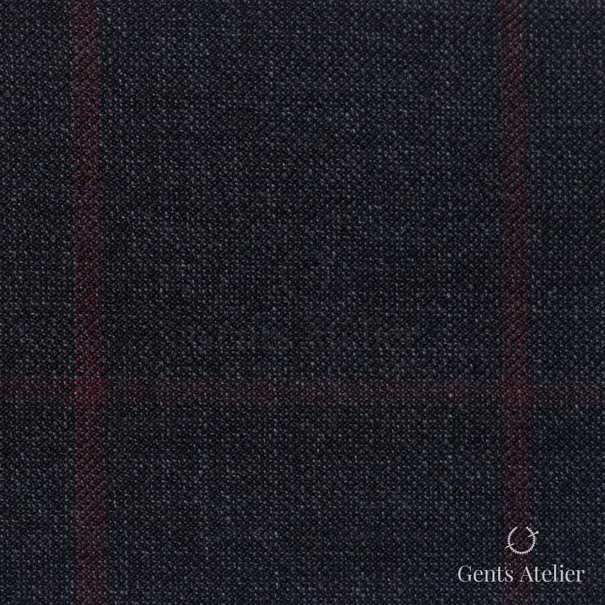 Костюмная ткань Marzoni 621 - 065 / 900 — Тёмно-серый / Красный, виндоупейн, 100% шерсть