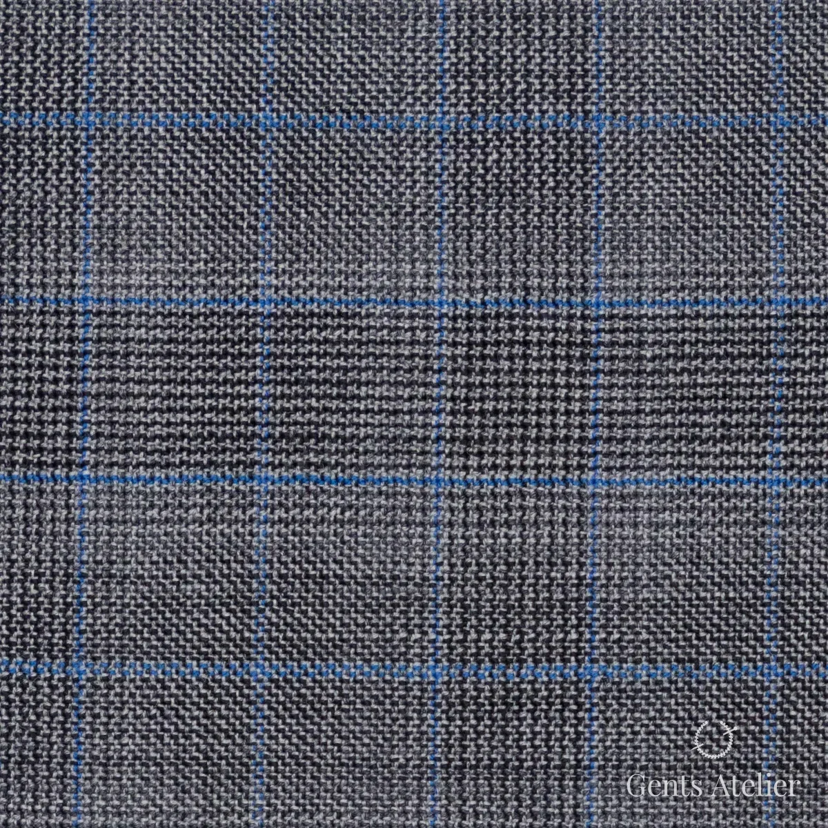 Костюмная ткань Marzoni 624 - 123 / 800 — Светло-серый / Синий, виндоупейн, 100% шерсть