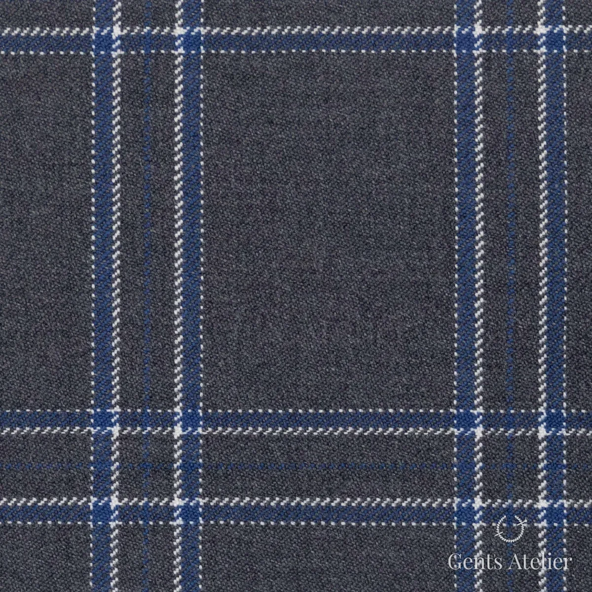 Костюмная ткань Marzoni 631 - 023 / 900 — Тёмно-серый / Синий, виндоупейн, 100% шерсть