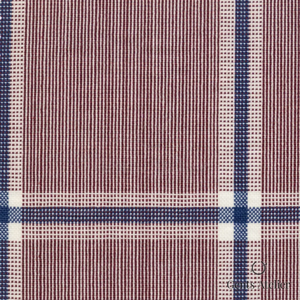 Костюмная ткань Marzoni 631 - 029 / 900 — Бордовый / Белый / Синий, в клетку, 100% шерсть