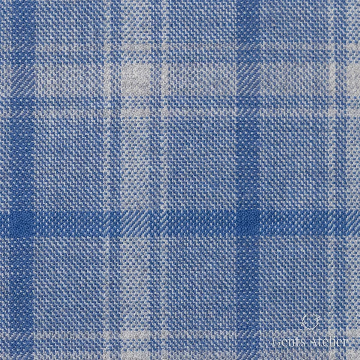 Костюмная ткань Marzoni 655 - 520 / 1200 — Голубой, ёлочка, 100% шерсть