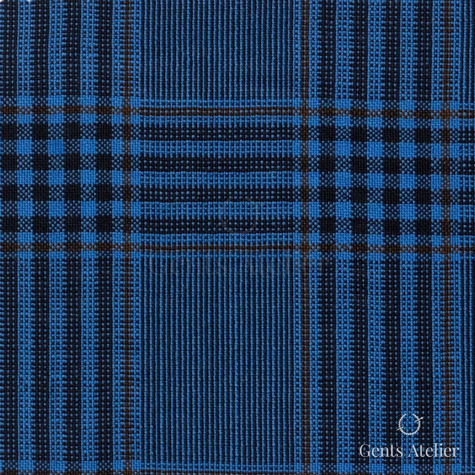 Костюмная ткань Marzoni 600 - 271 / 900 — Синий / Коричневый, клетка, 100% шерсть