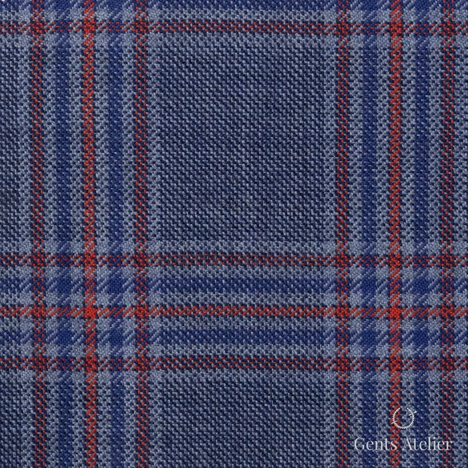 Костюмная ткань Marzoni 600 - 390 / 900 — Синий / Красный, оконная клетка, 100% шерсть