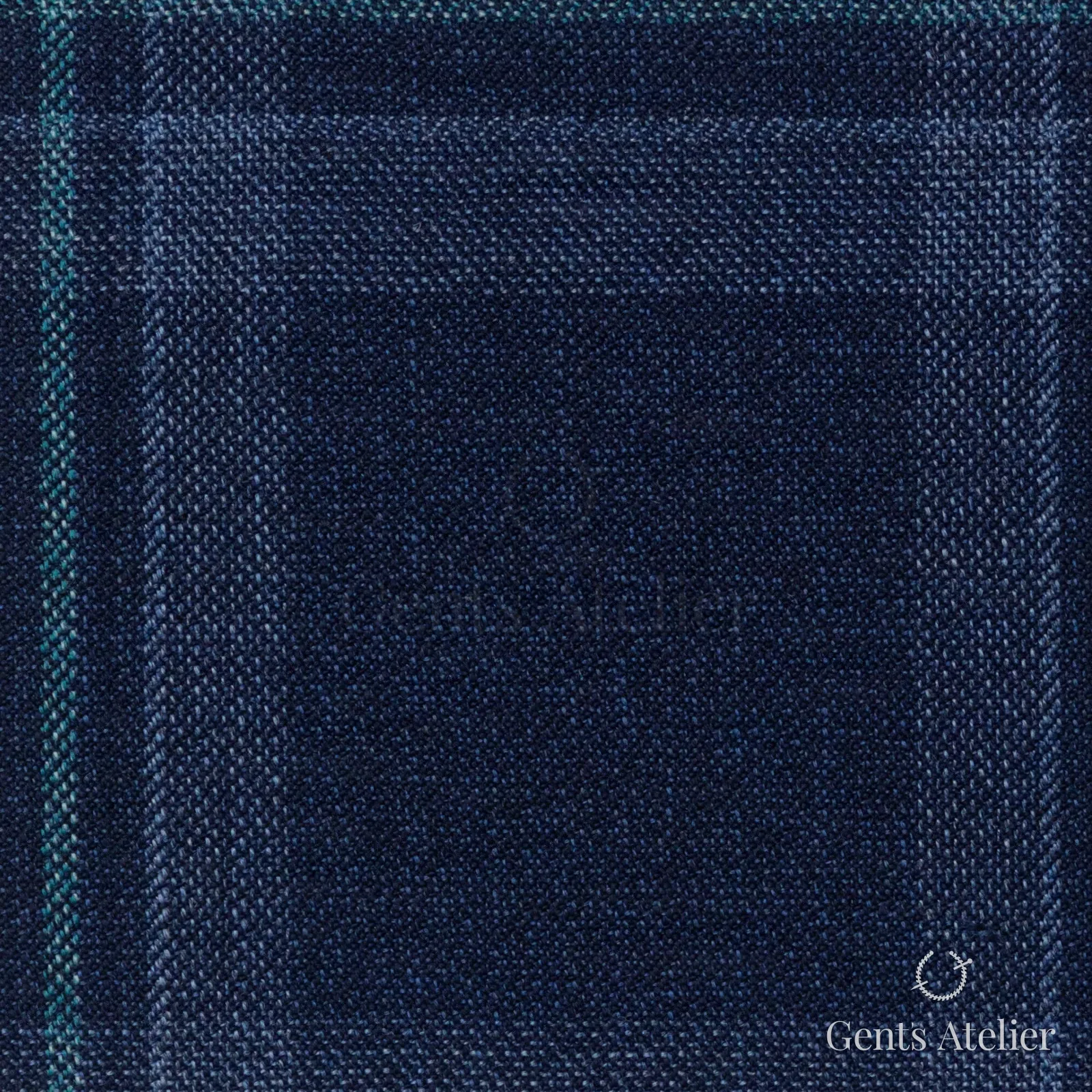 Костюмная ткань Marzoni 651 - 697 / 1000 — Синий / Teal, оконная клетка, 100% шерсть