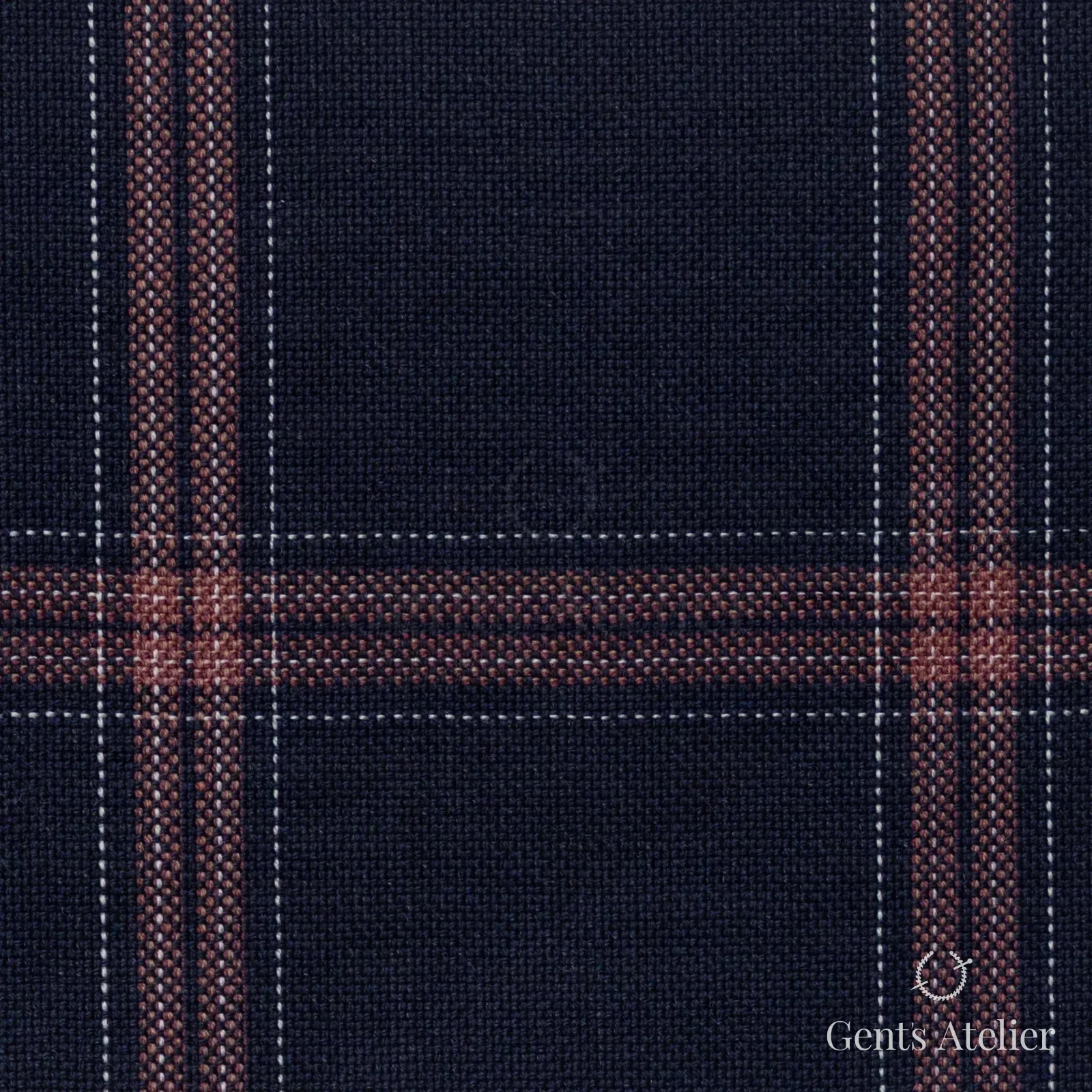 Костюмная ткань Marzoni 651 - 712 / 1200 — Тёмно-синий / Pink, клетка, 100% шерсть