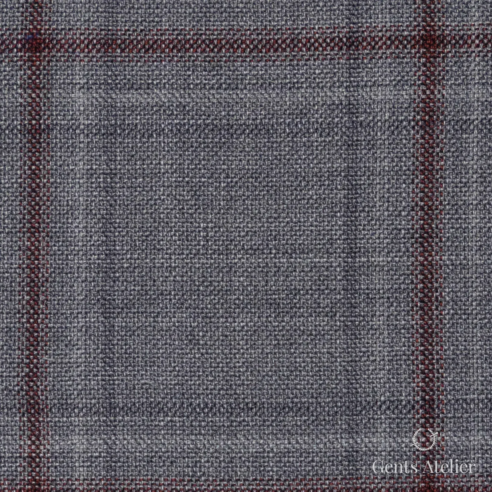Костюмная ткань Marzoni 651 - 717 / 1200 — Серый / Бордовый, оконная клетка, 100% шерсть