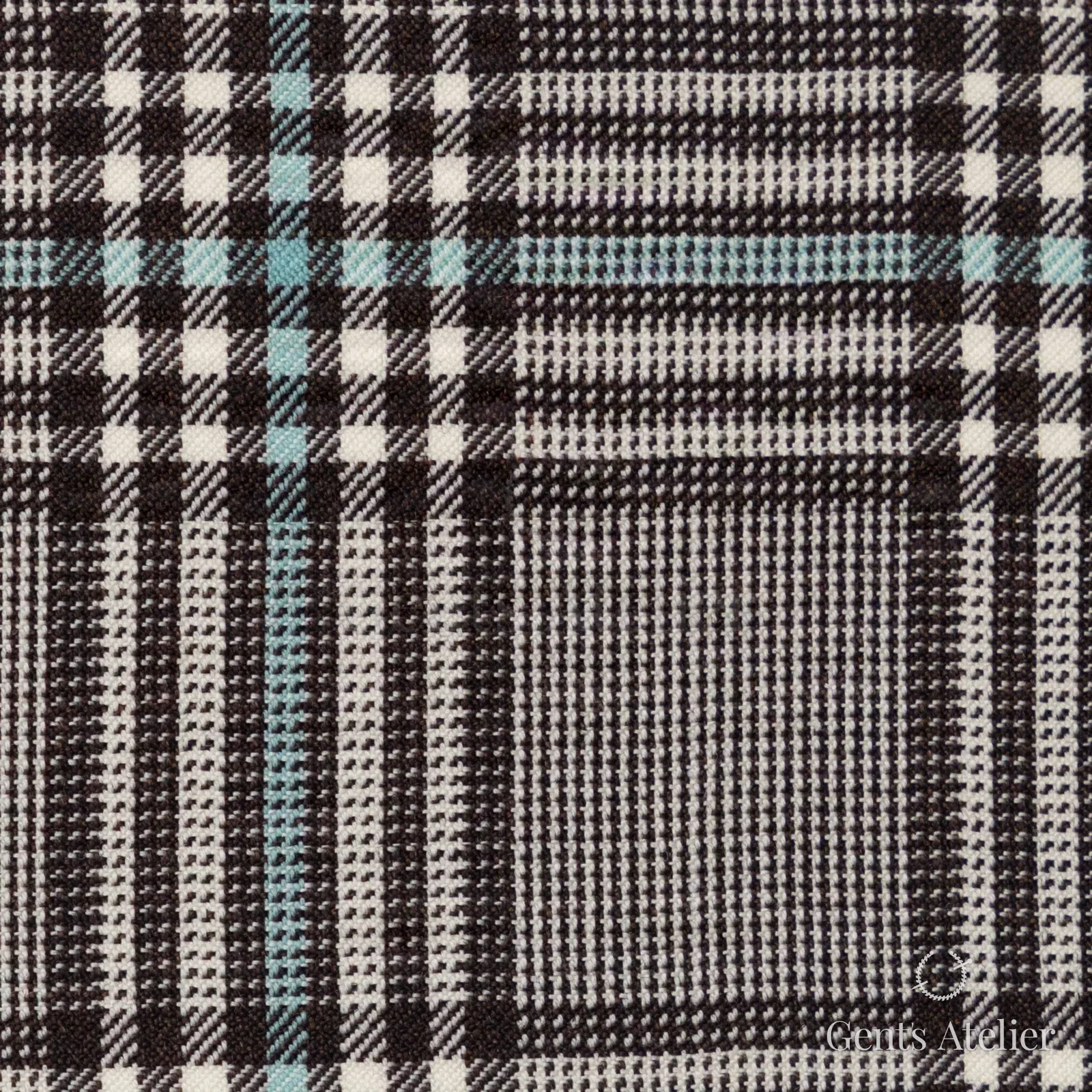 Костюмная ткань Marzoni 651 - 734 / 1200 — Коричневый / Зелёный, оконная клетка, 100% шерсть
