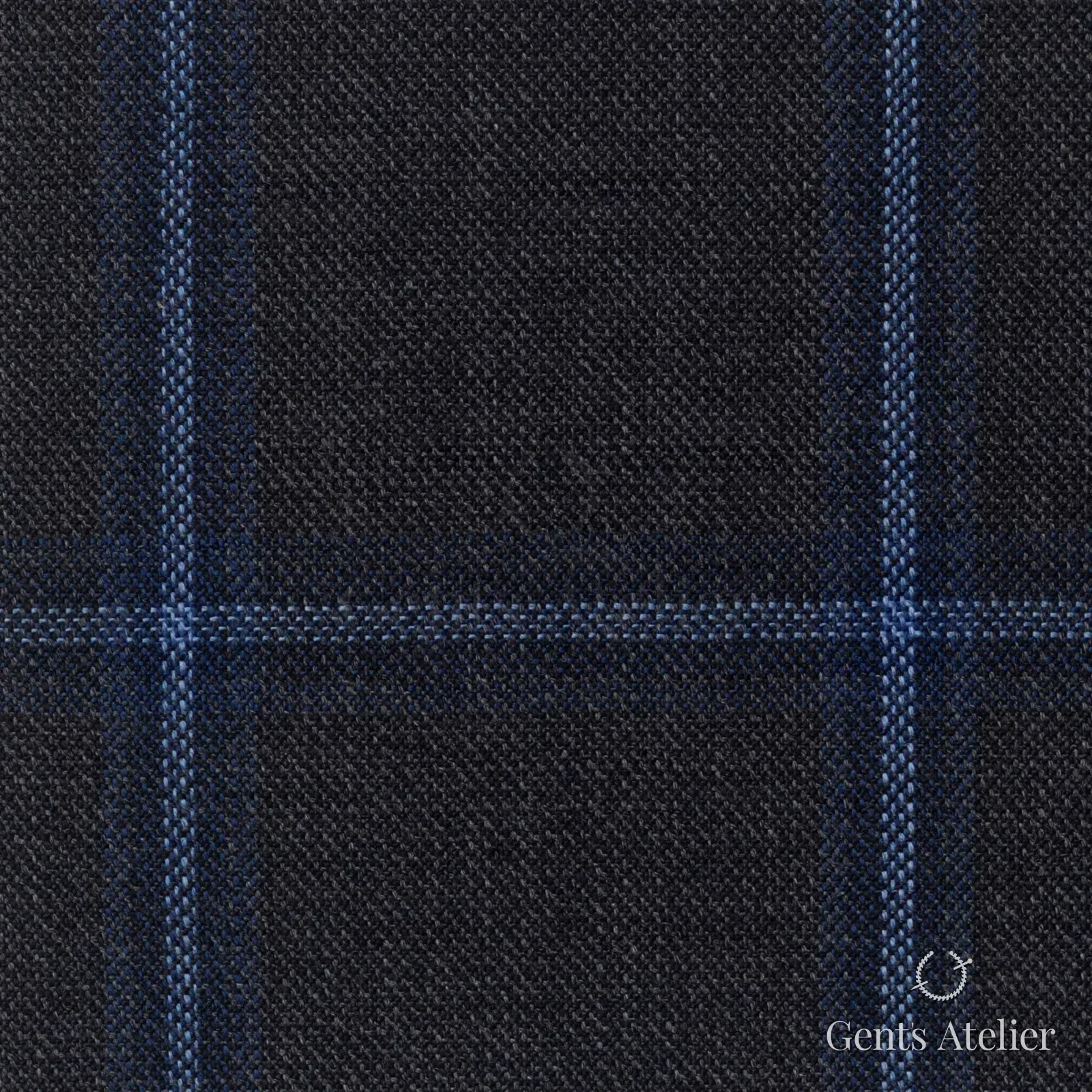 Костюмная ткань Marzoni 651 - 742 / 1200 — Серый / Синий, оконная клетка, 100% шерсть