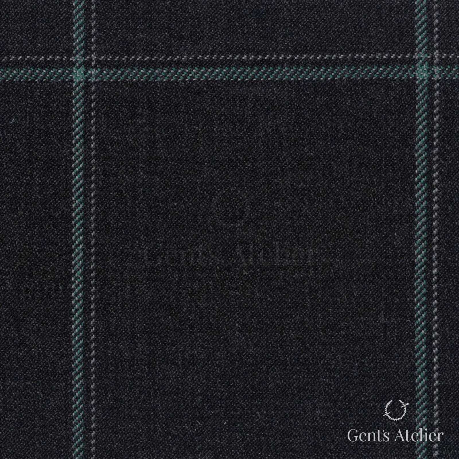 Костюмная ткань Marzoni 651 - 748 / 1200 — Серый / Зелёный, оконная клетка, 100% шерсть