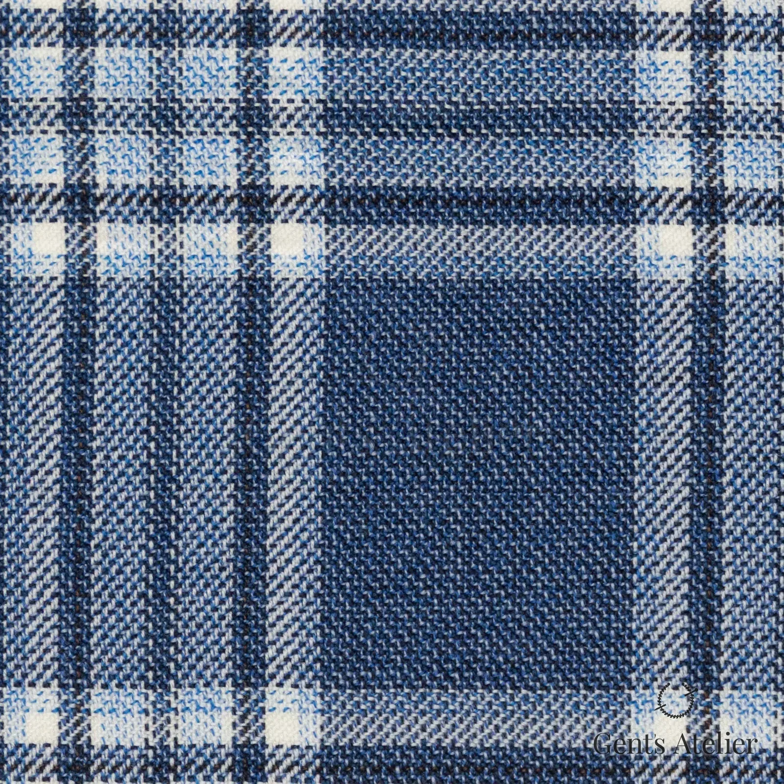 Костюмная ткань Marzoni 651 - 774 / 1200 — Синий / Белый, клетка, 100% шерсть