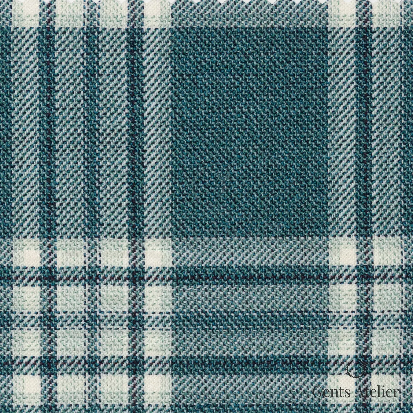 Костюмная ткань Marzoni 651 - 775 / 1200 — Apple Green / Белый, клетка, 100% шерсть