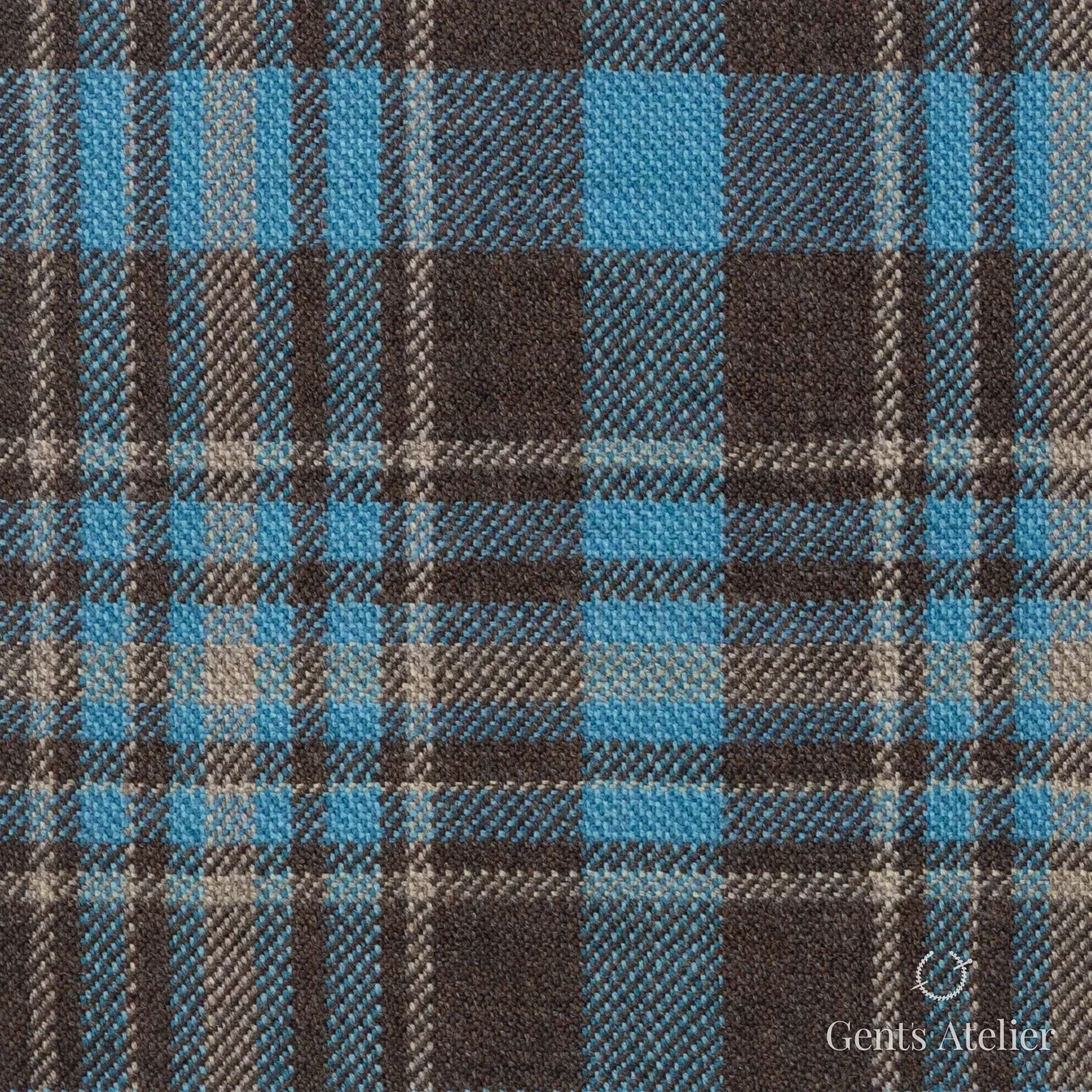 Костюмная ткань Marzoni 655 - 504 / 1200 — Синий / Коричневый, клетка, 100% шерсть