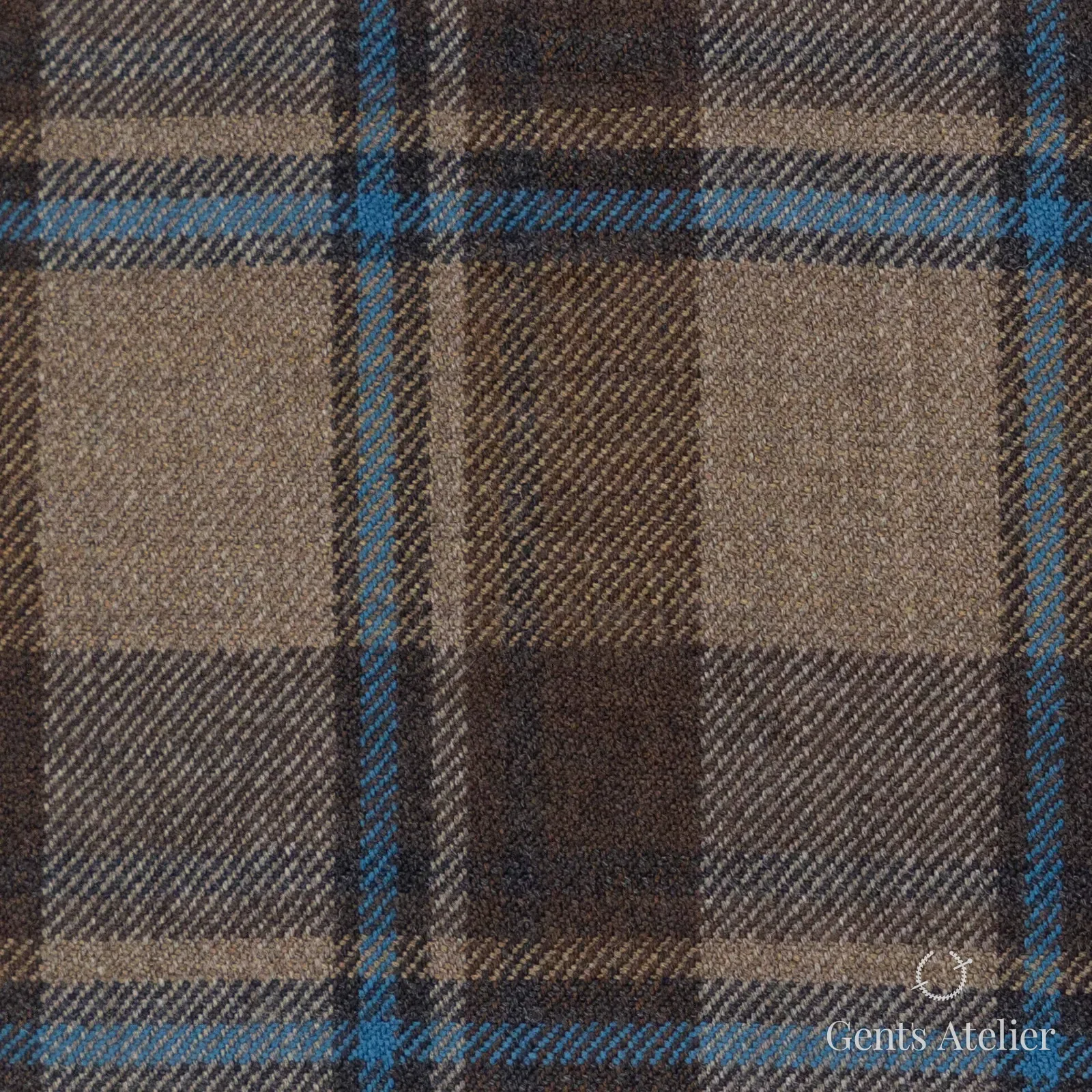 Костюмная ткань Marzoni 655 - 505 / 1200 — Коричневый / Синий, клетка, 100% шерсть