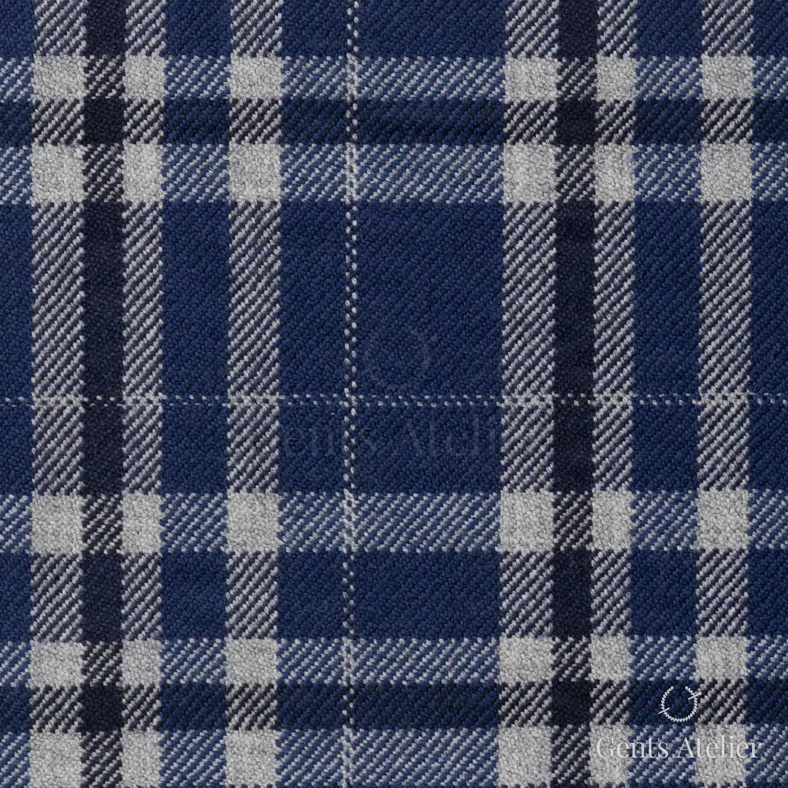Костюмная ткань Marzoni 655 - 508 / 1200 — Синий / Белый, клетка, 100% шерсть