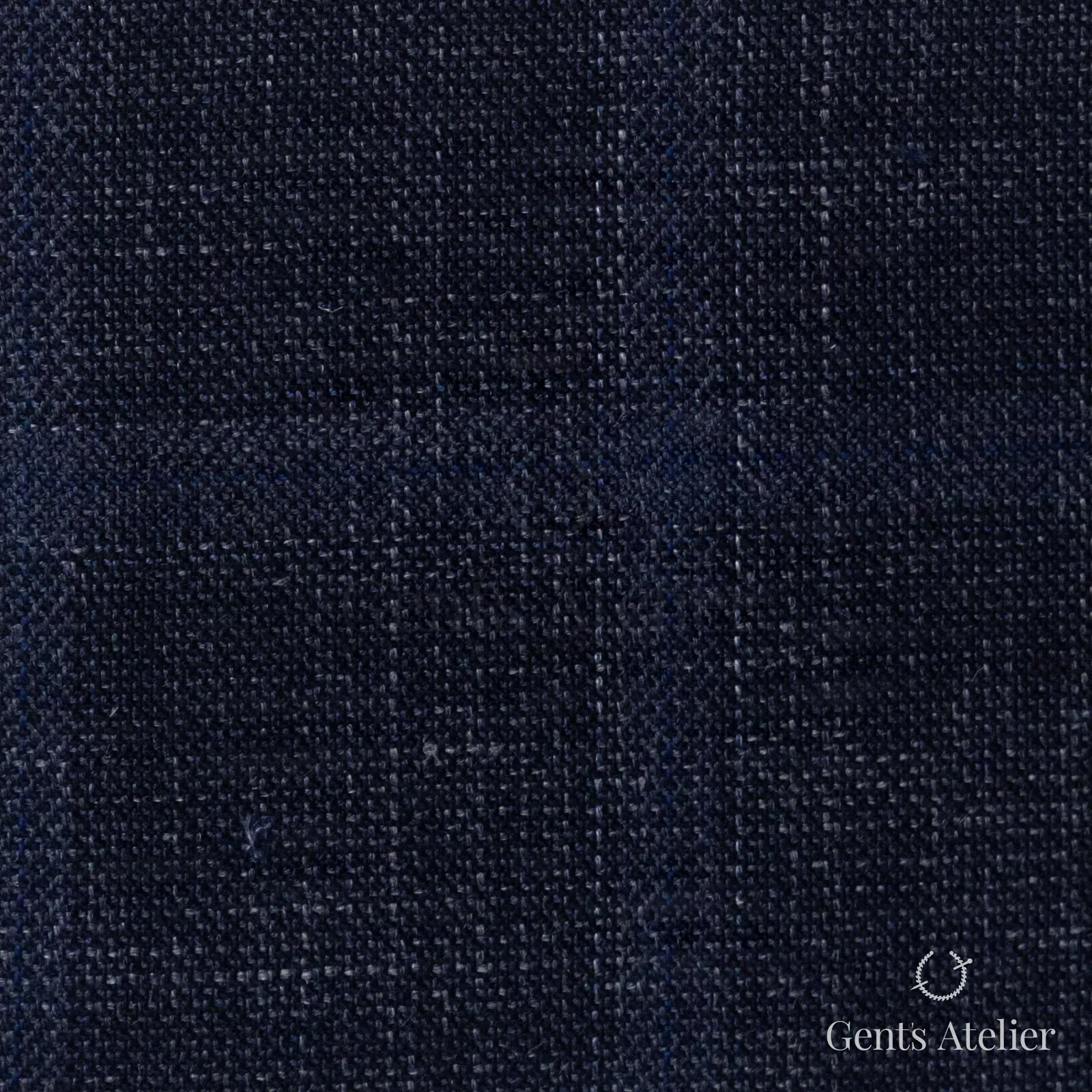Костюмная ткань Marzoni 655 - 510 / 1200 — Тёмно-синий, оконная клетка, 50% шерсть, 38% шёлк, 12% лён