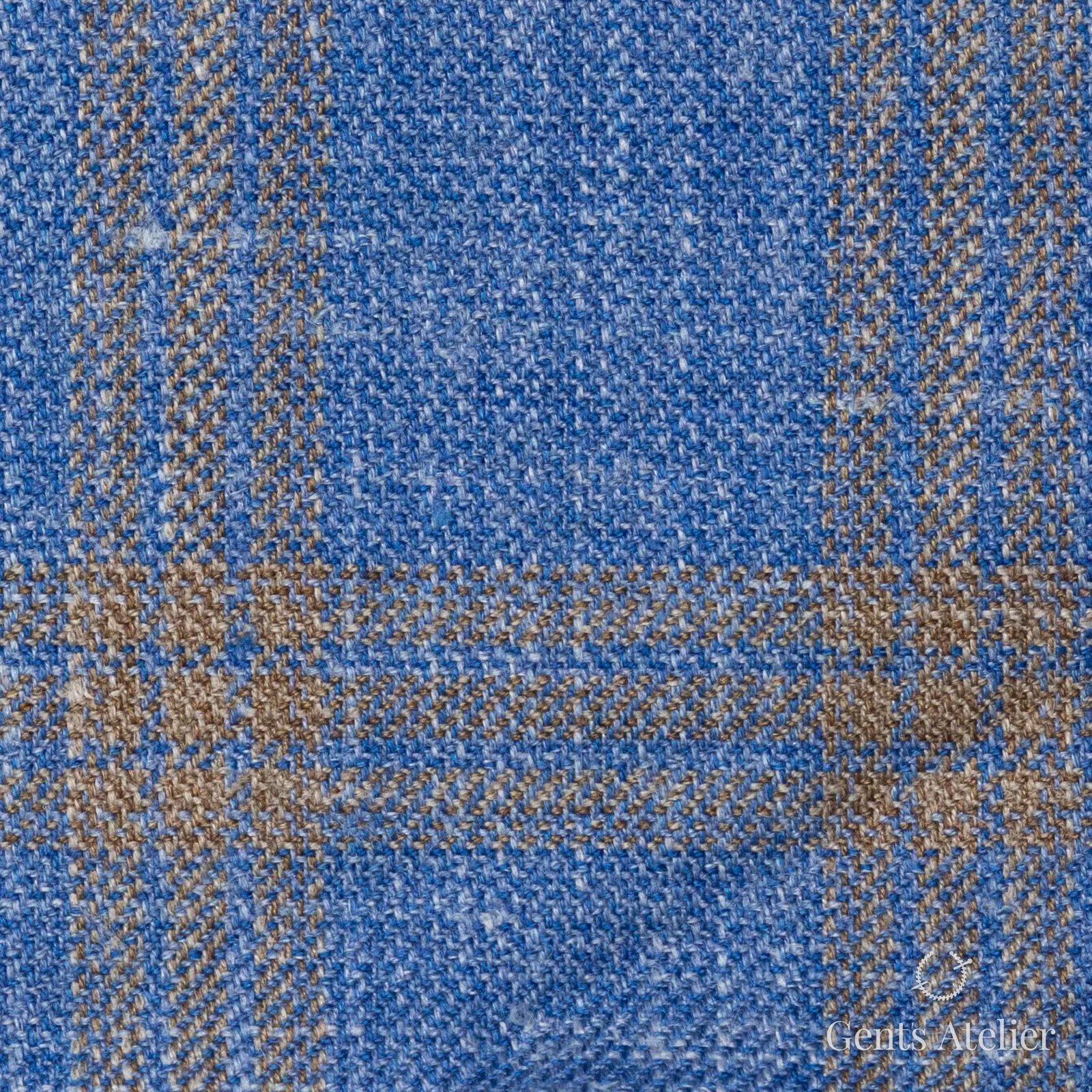 Костюмная ткань Marzoni 655 - 512 / 1200 — Sky Blue / Yellow, оконная клетка, 40% шерсть, 35% шёлк, 25% лён