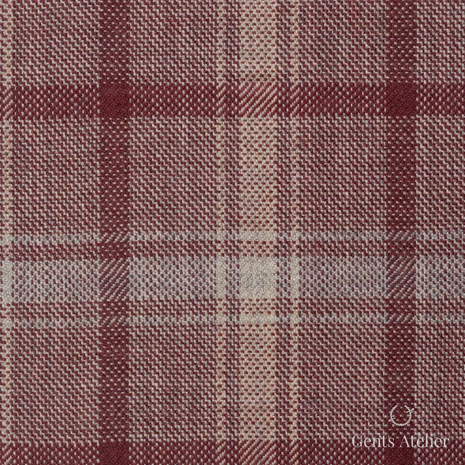 Костюмная ткань Marzoni 655 - 521 / 1200 — Бордовый, клетка, 100% шерсть