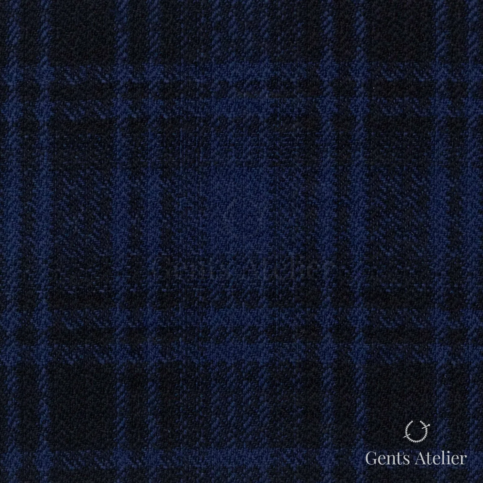 Костюмная ткань Marzoni 655 - 524 / 1200 — Синий / Чёрный, клетка, 100% шерсть