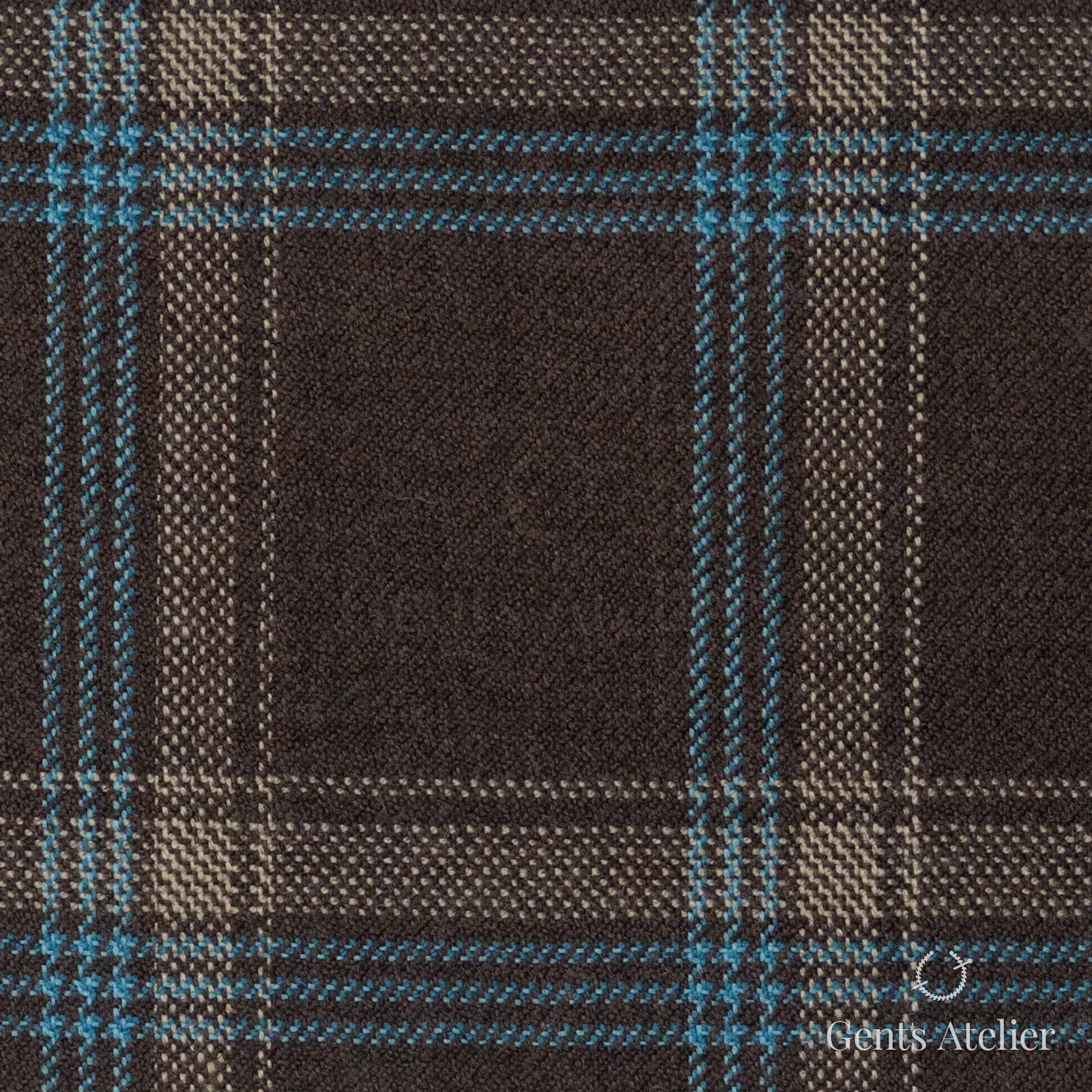 Костюмная ткань Marzoni 655 - 529 / 1200 — Коричневый / Teal, оконная клетка, 100% шерсть