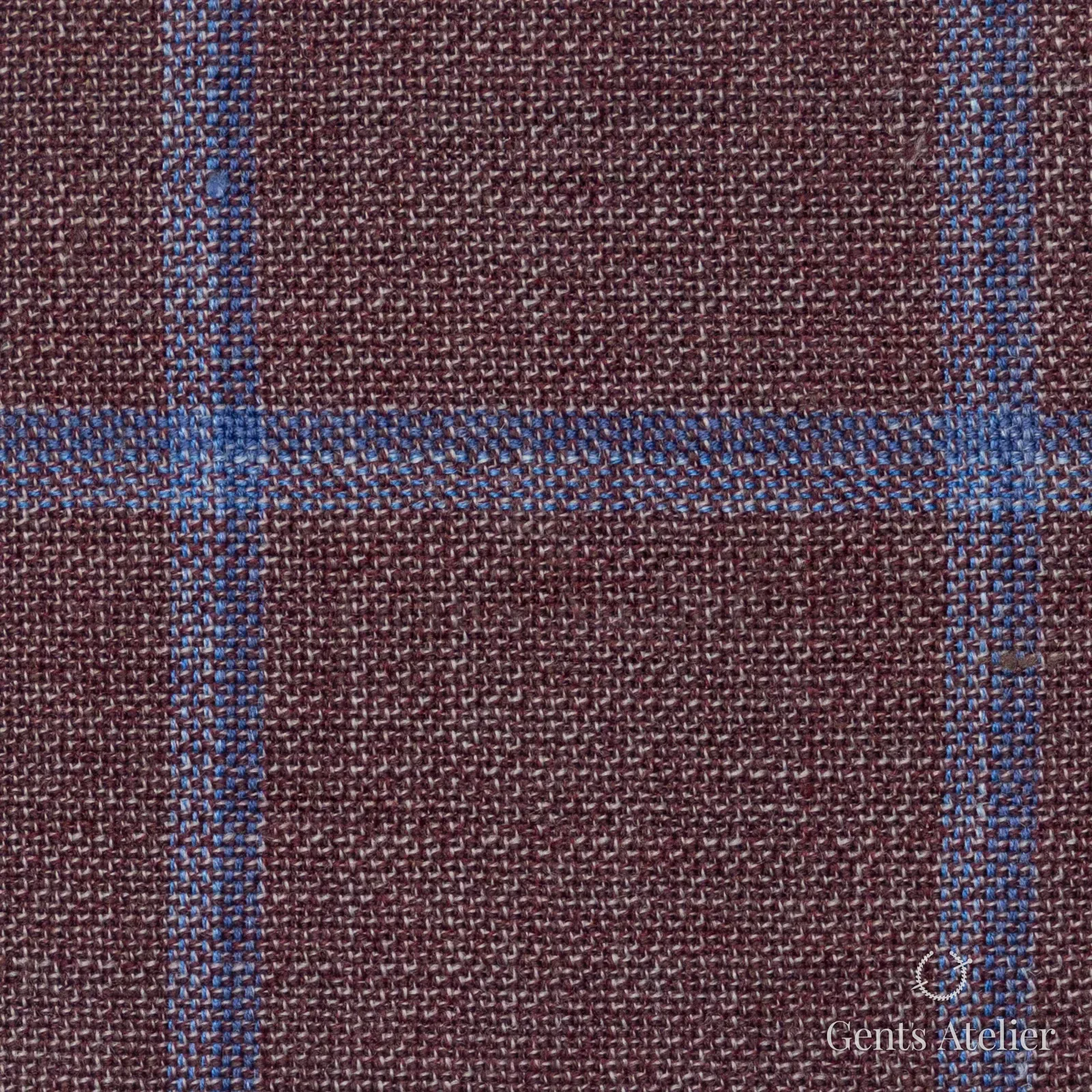 Костюмная ткань Marzoni 655 - 537 / 1200 — Бордовый / Синий, оконная клетка, 50% шерсть, 38% шёлк, 12% лён