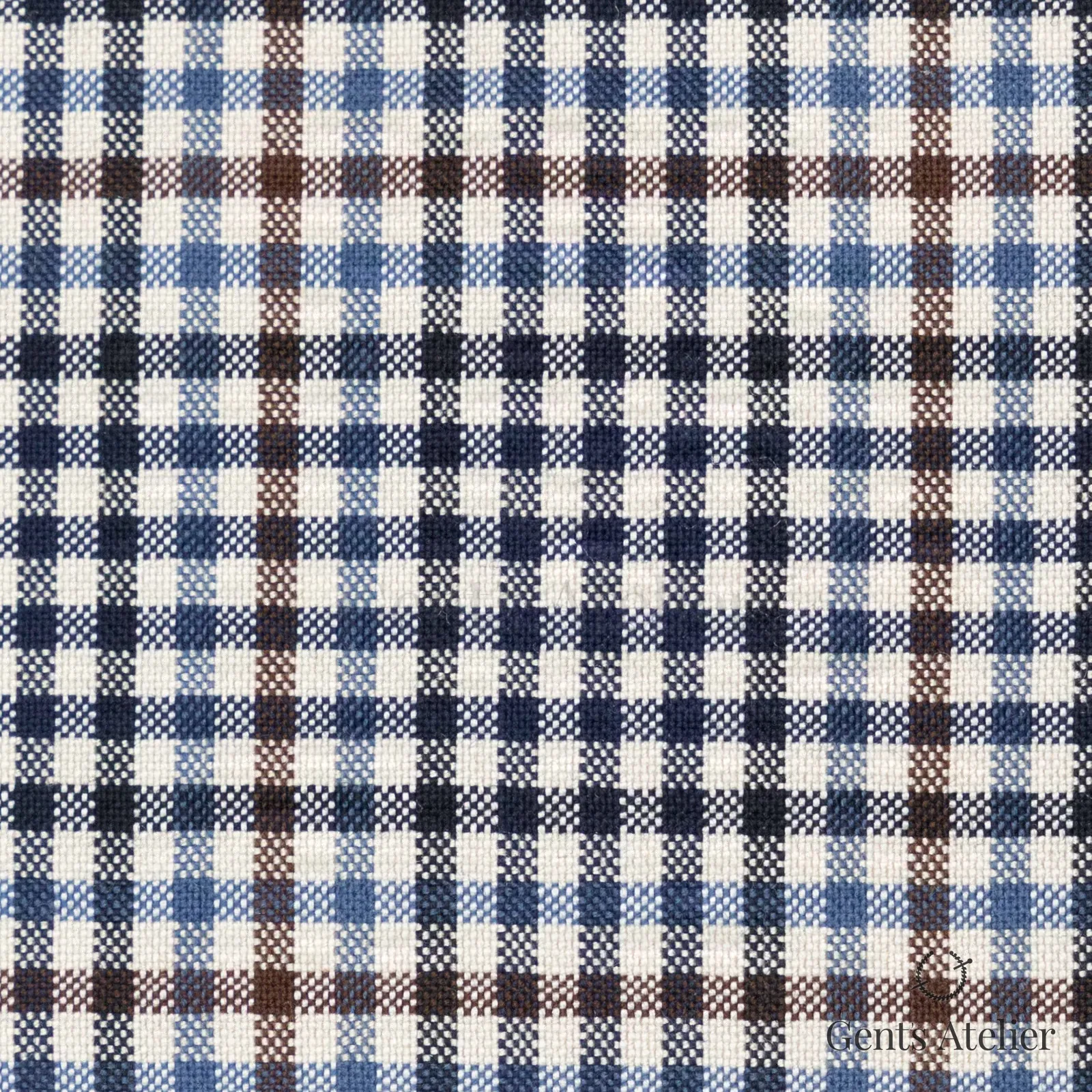 Костюмная ткань Marzoni 601 - 374 / 1200 — Бежевый / Синий / Коричневый, клетка, 54% шёлк, 46% шерсть