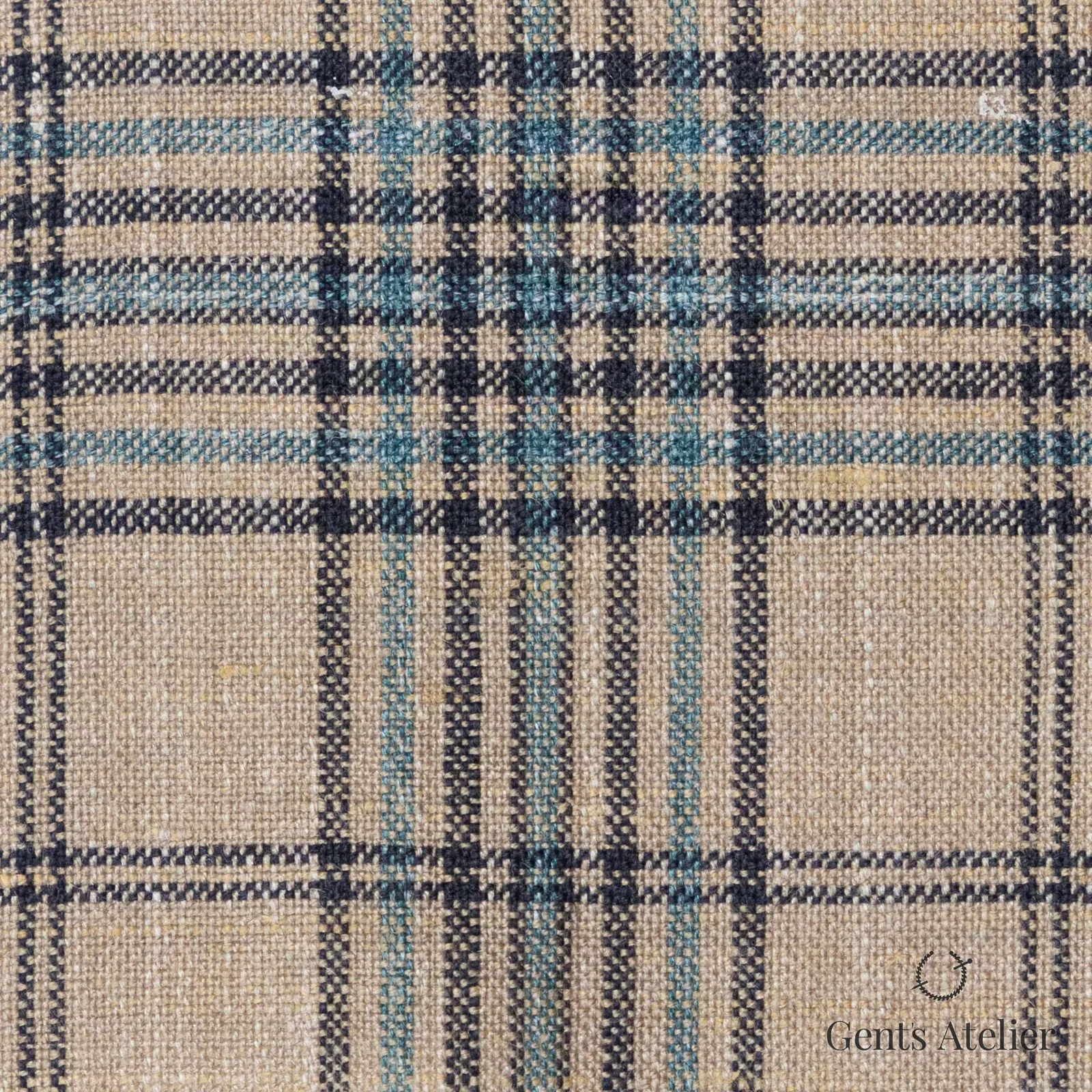 Костюмная ткань Marzoni 601 - 958 / 1200 — Хаки / Зелёный, клетка, 40% шерсть, 35% шёлк, 25% лён