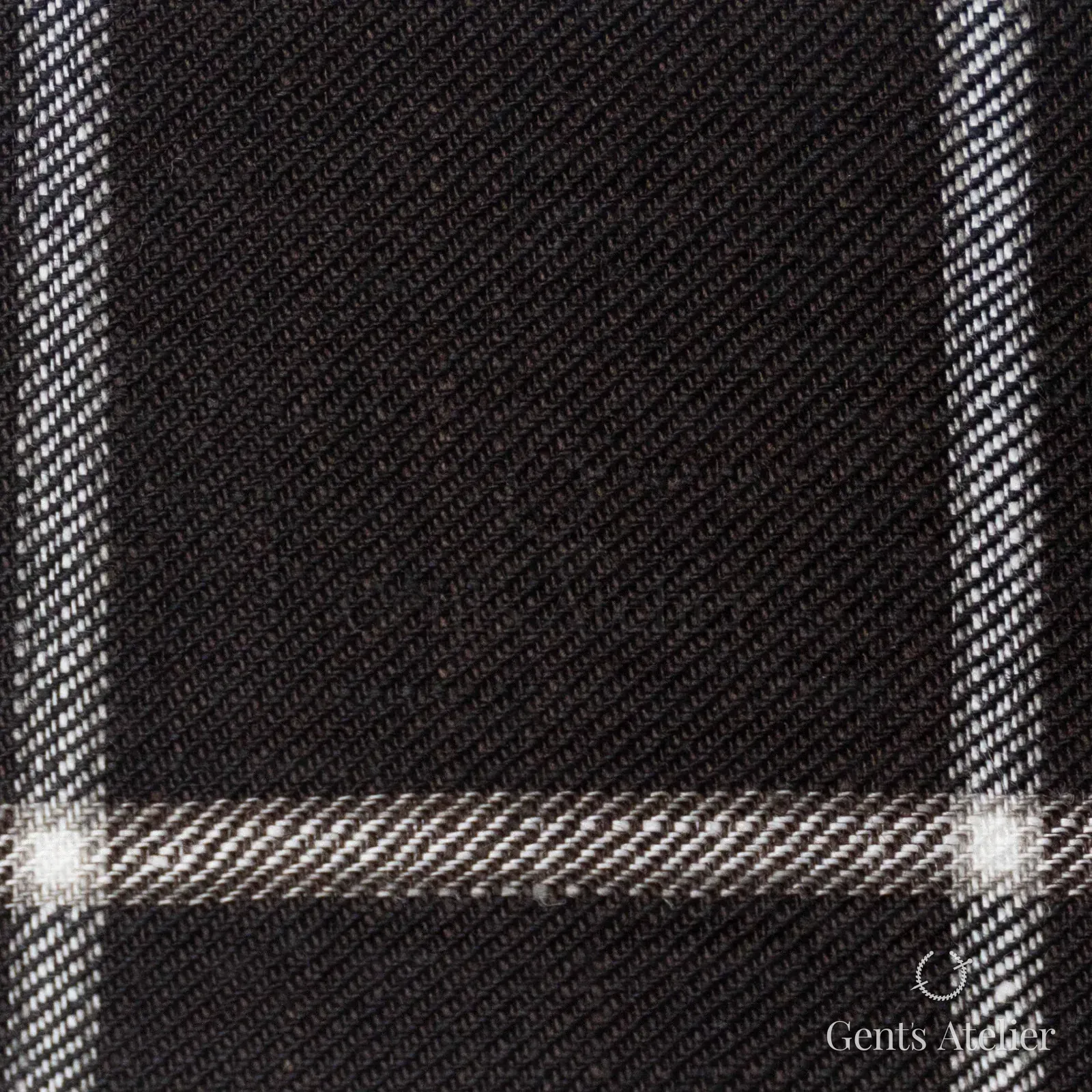Костюмная ткань Marzoni 605 - 622 / 700 — Коричневый / Белый, оконная клетка, 100% лён