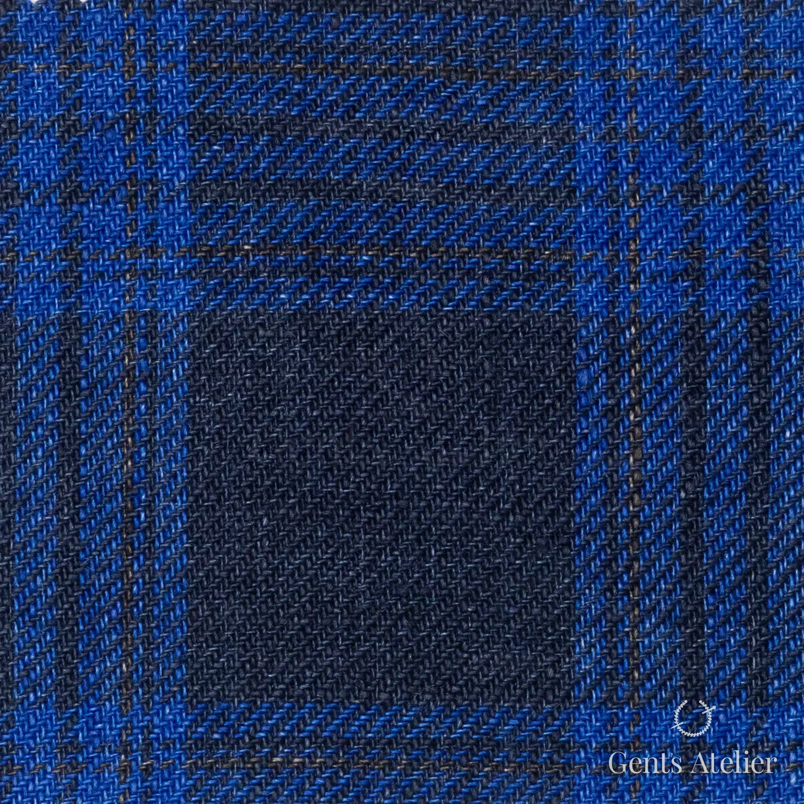 Костюмная ткань Marzoni 605 - 791 / 800 — Тёмно-синий / Синий, клетка, 100% лён