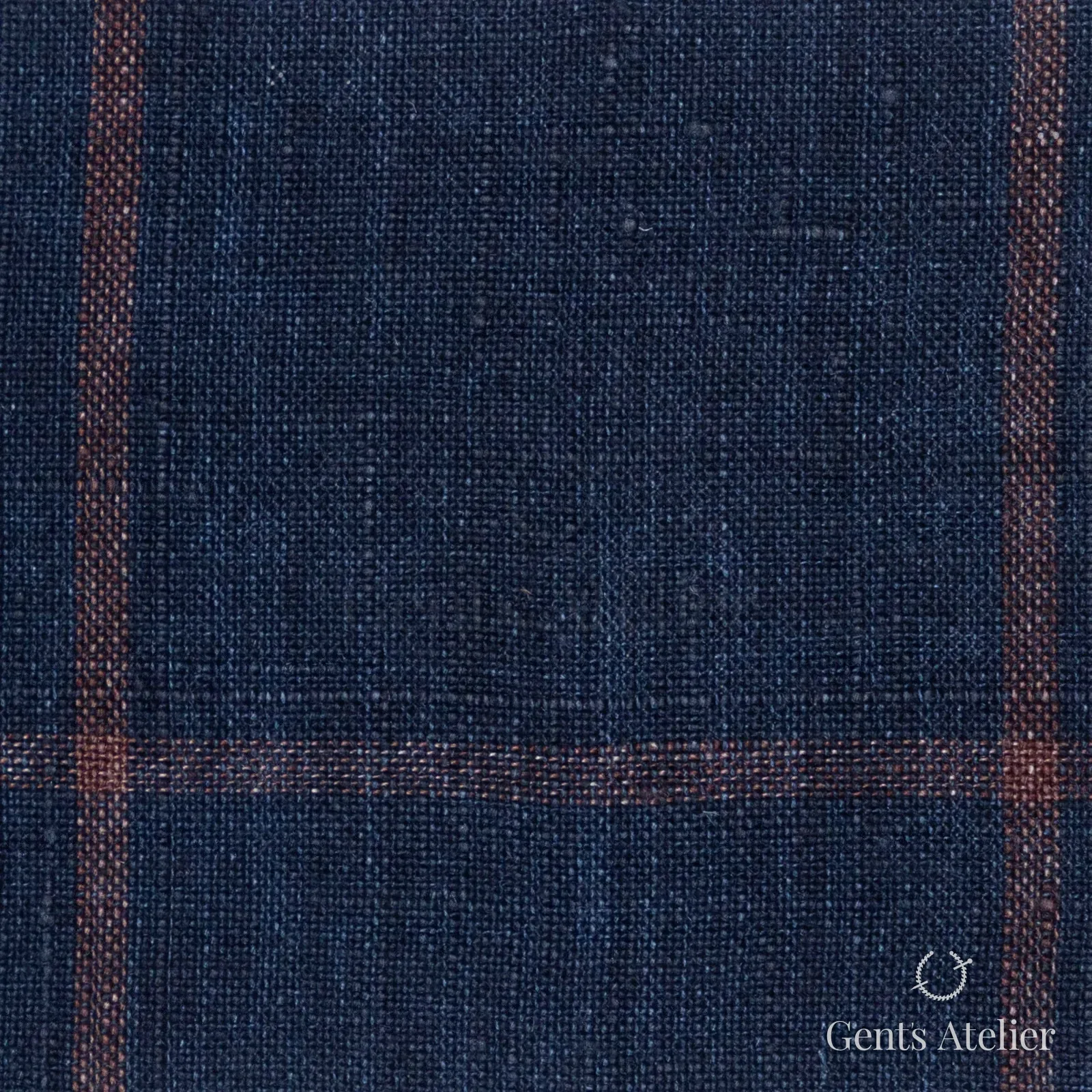 Костюмная ткань Marzoni 613 - 559 / 700 — Тёмно-синий / Красный, оконная клетка, 100% лён