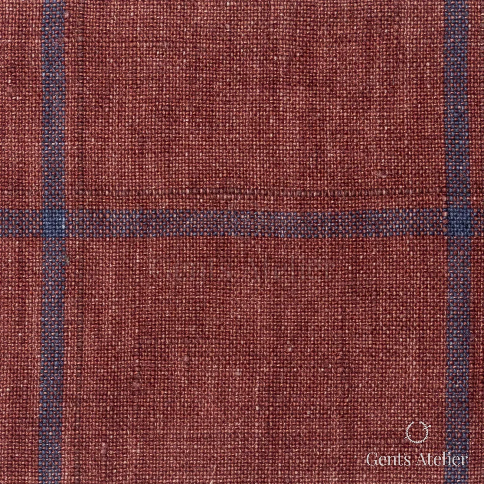Костюмная ткань Marzoni 613 - 560 / 700 — Красный / Синий, оконная клетка, 100% лён