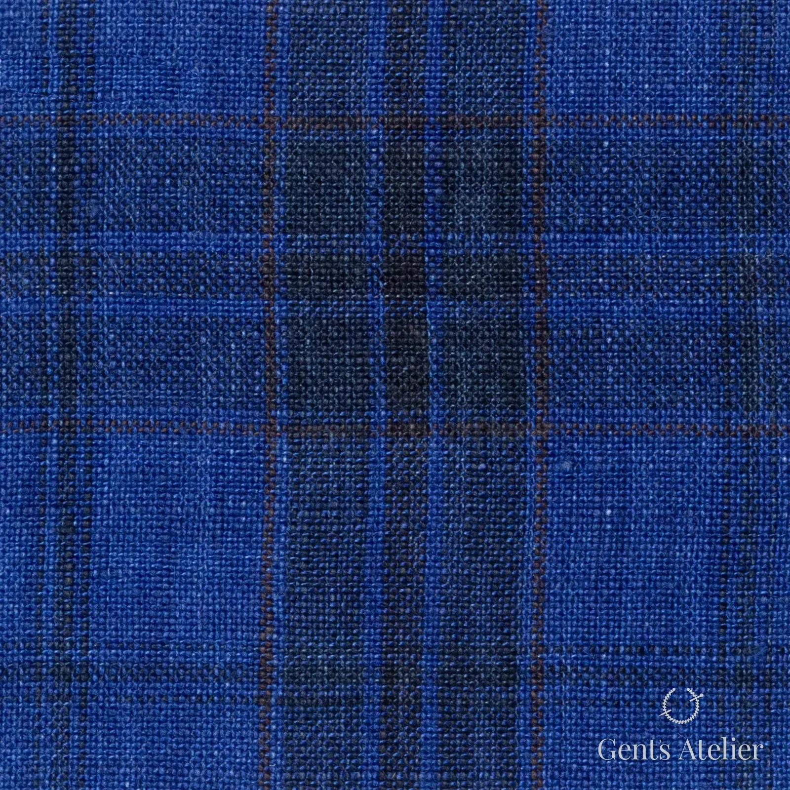 Костюмная ткань Marzoni 613 - 565 / 800 — Синий, оконная клетка, 100% лён