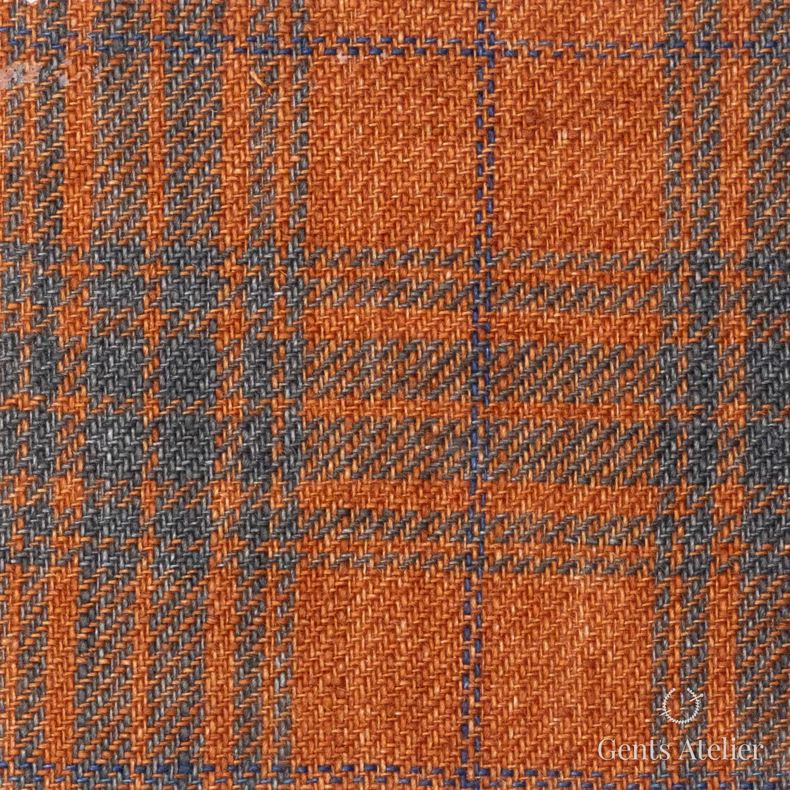 Костюмная ткань Marzoni 613 - 581 / 900 — Orange / Зелёный, клетка, 100% лён