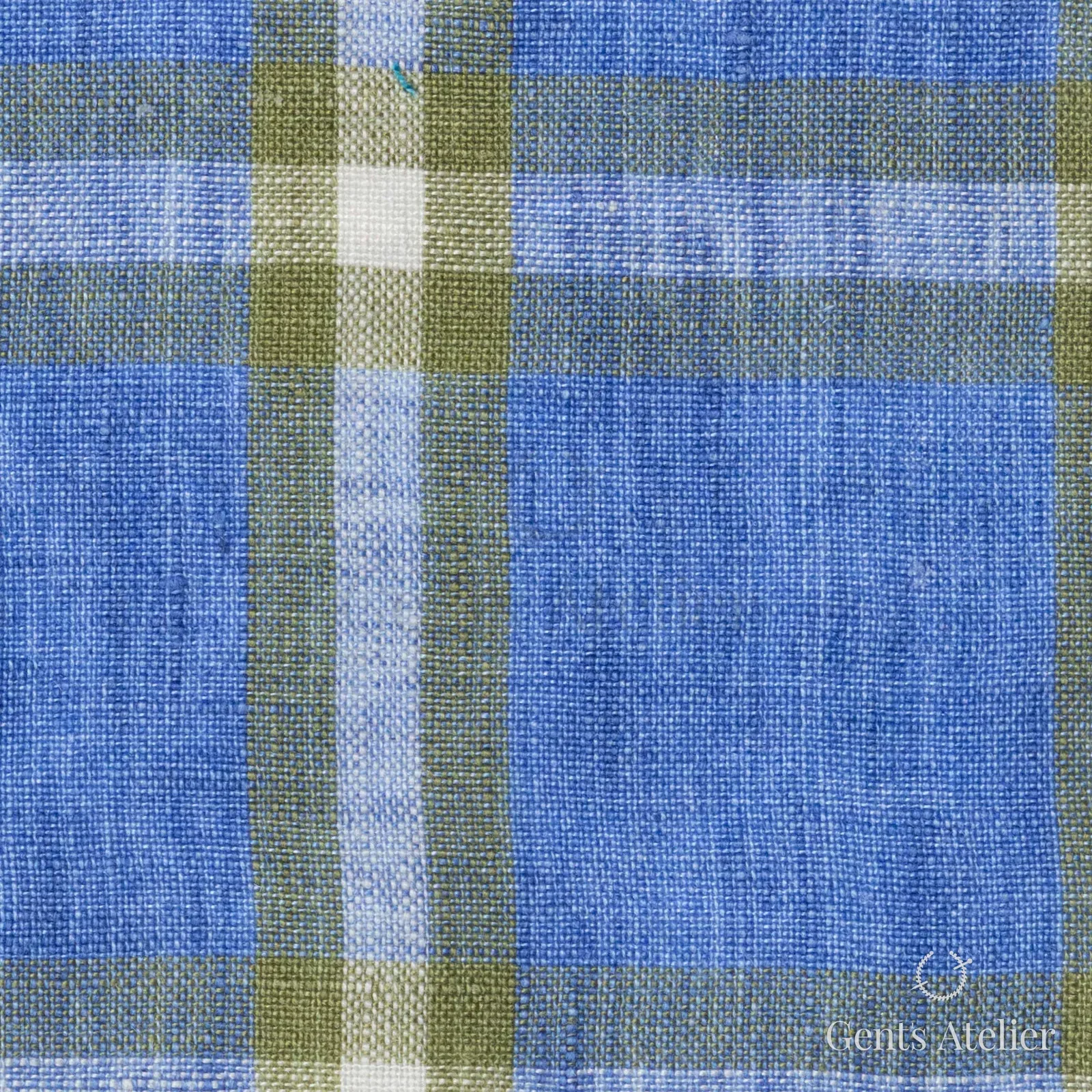 Костюмная ткань Marzoni 613 - 583 / 1000 — Sky Blue / Yellow, клетка, 100% лён