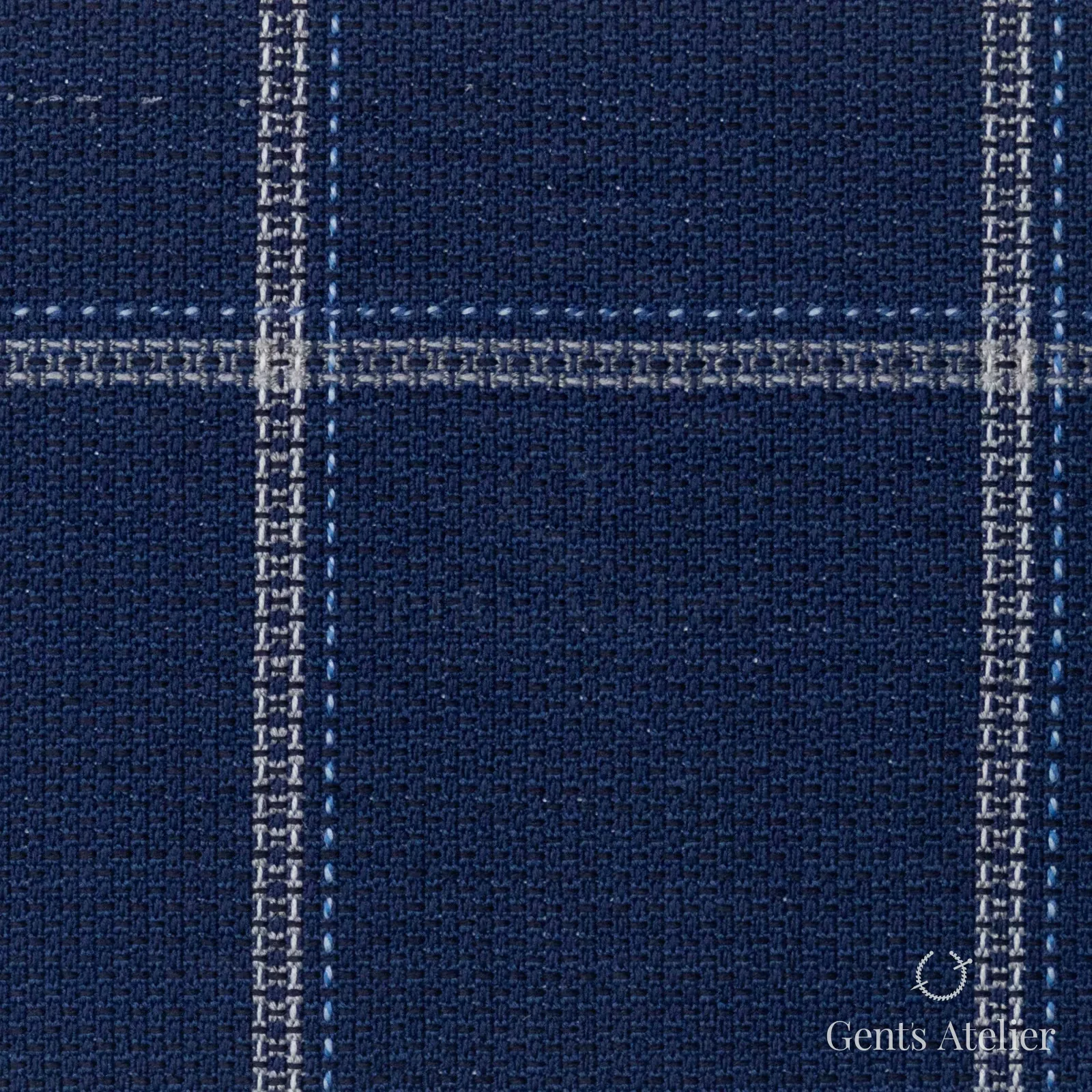 Костюмная ткань Marzoni 631 - 048 / 900 — Тёмно-синий / Серый / Синий, оконная клетка, 100% шерсть