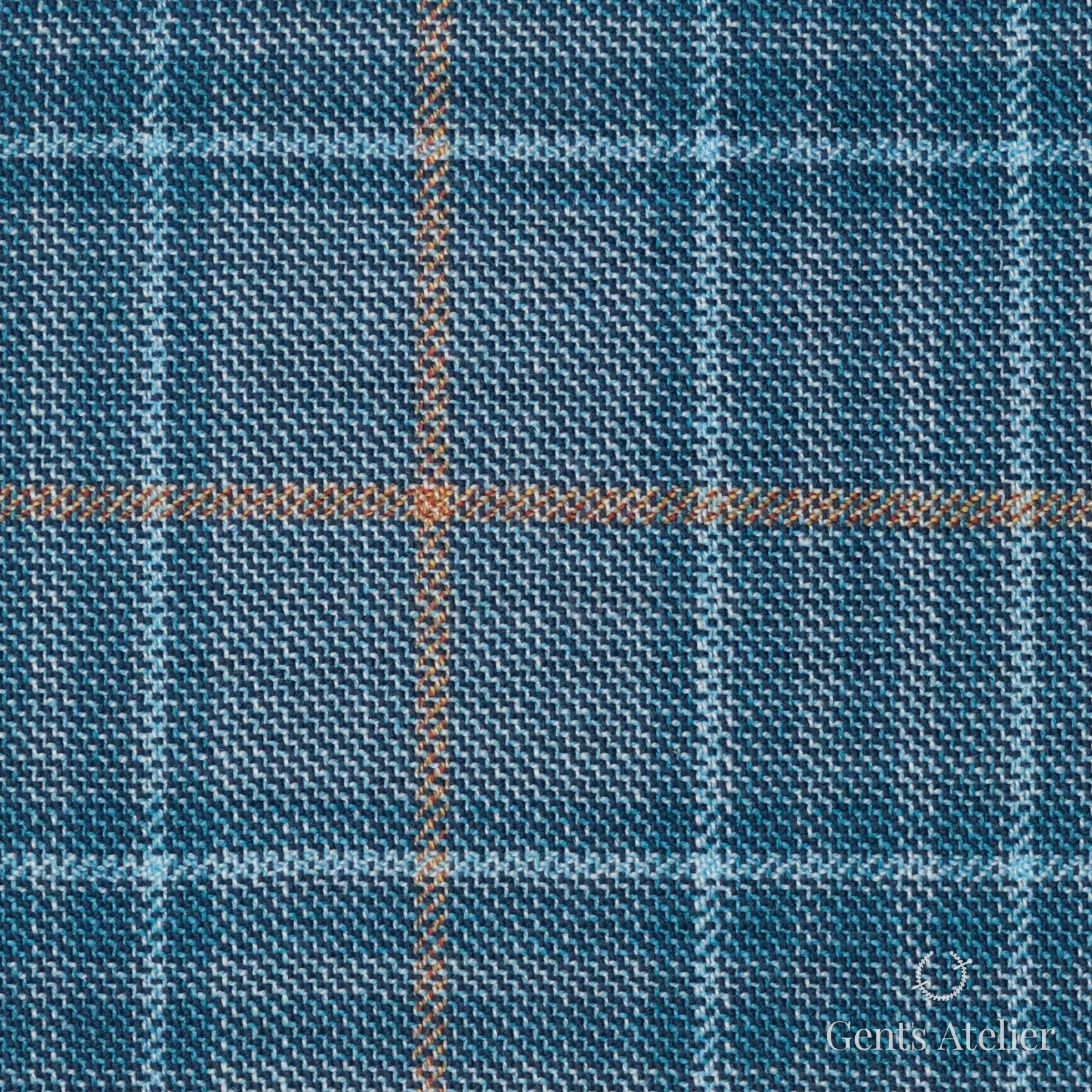 Костюмная ткань Marzoni 651 - 767 / 1200 — Teal / Sand, оконная клетка, 100% шерсть
