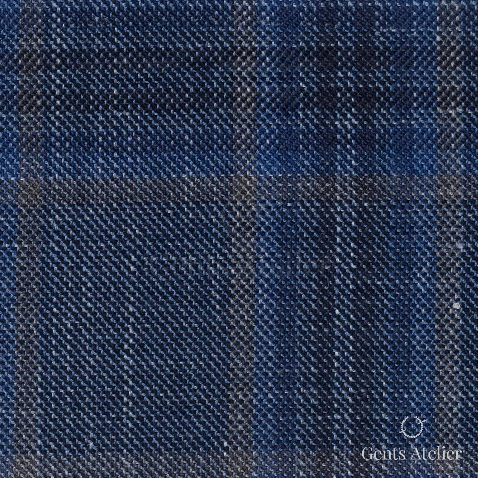Костюмная ткань Marzoni 655 - 534 / 1200 — Синий / Коричневый, клетка, 50% шерсть, 38% шёлк, 12% лён