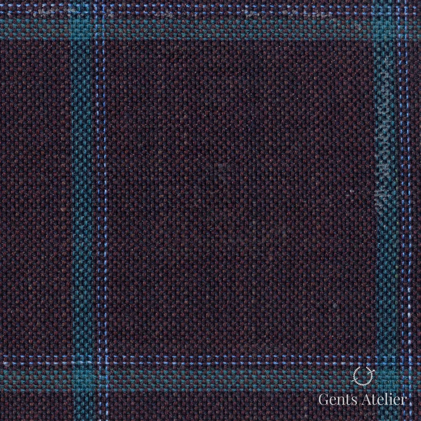 Костюмная ткань Marzoni 655 - 538 / 1200 — Amethyst / Jade, оконная клетка, 50% шерсть, 38% шёлк, 12% лён