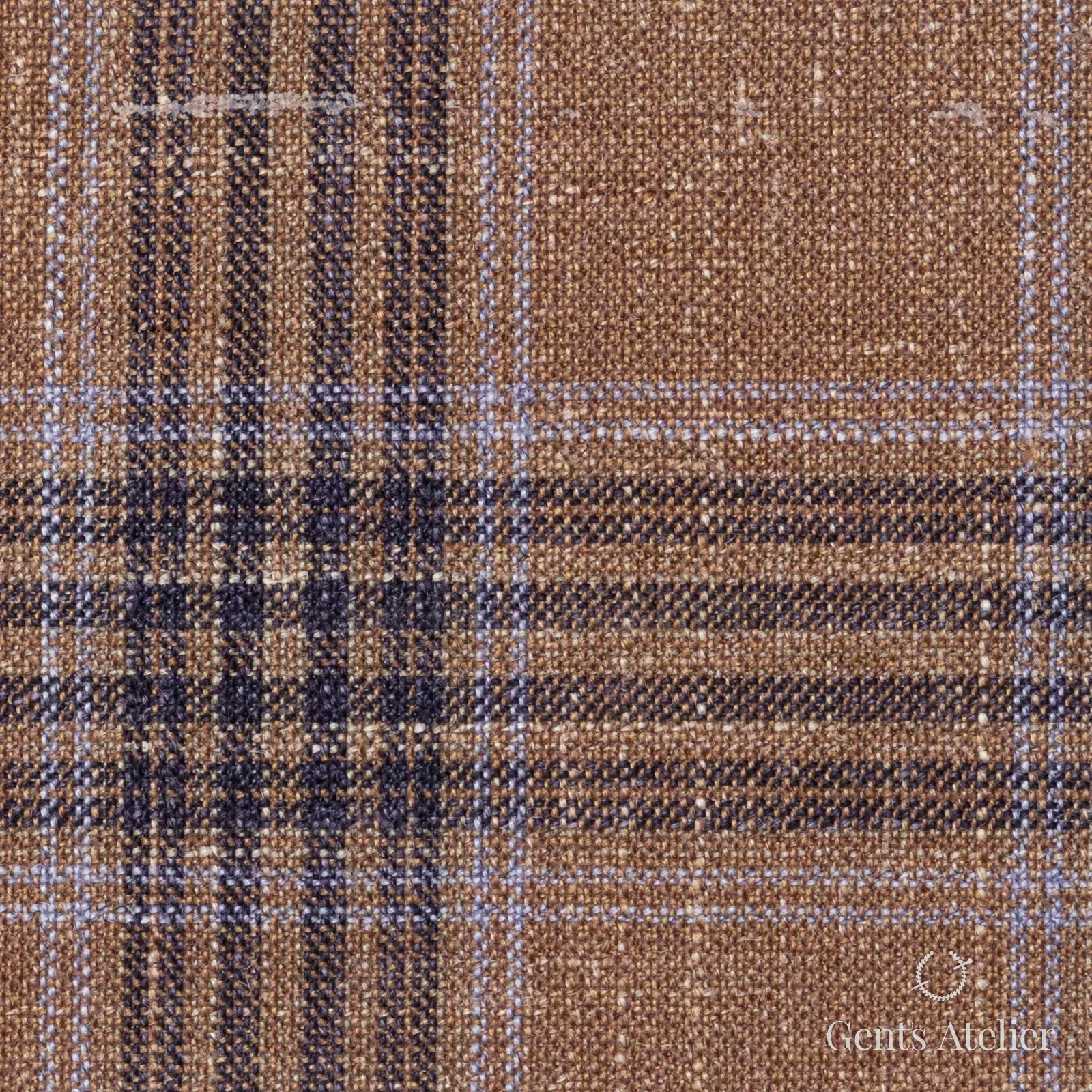 Костюмная ткань Marzoni 655 - 574 / 1200 — Sand / Amethyst, клетка, 71% шерсть, 15% шёлк, 14% лён