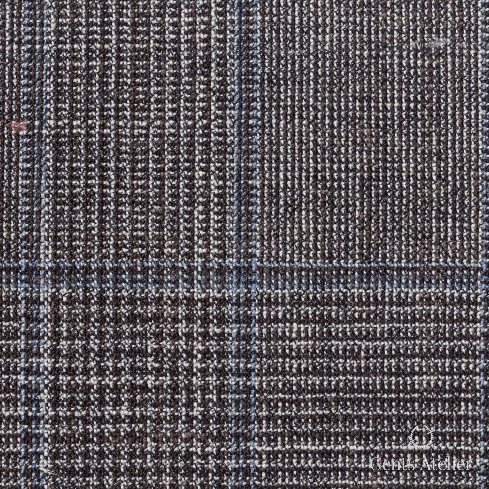 Костюмная ткань Marzoni 655 - 581 / 1200 — Light Brown / Голубой, гусиная лапка, 71% шерсть, 15% шёлк, 14% лён